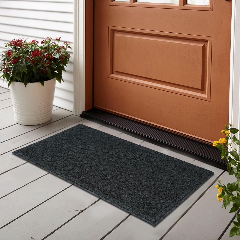 slide 6 of 6, allen + roth 24-in x 39-in Grey Non-Slip Grip Indoor or outdoor Door Mat, 1 ct