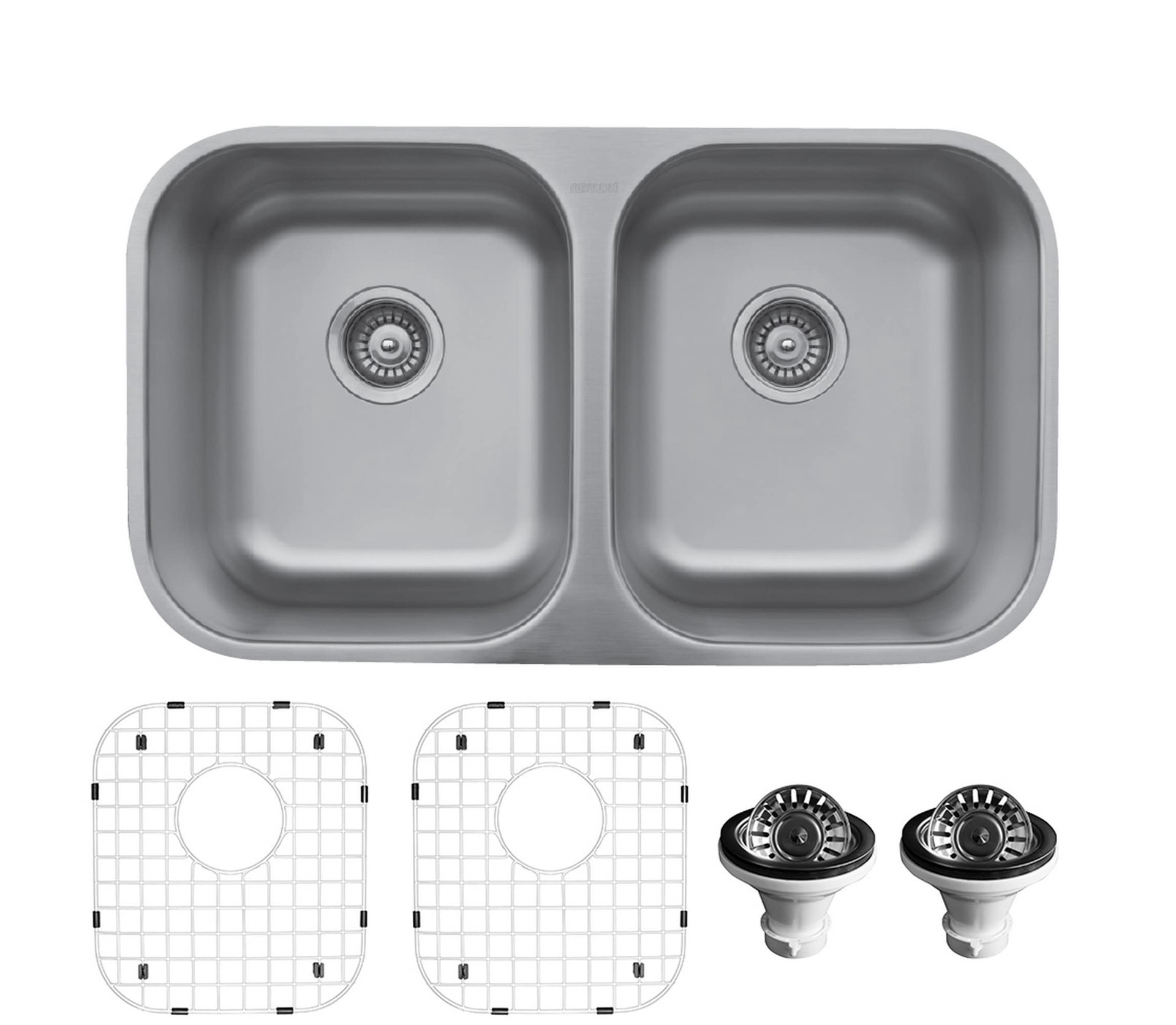slide 1 of 6, Karran Undermount 31.5-in x 18.125-in Stainless steel Double equal bowl 18 -Gauge Kitchen Sink, 1 ct