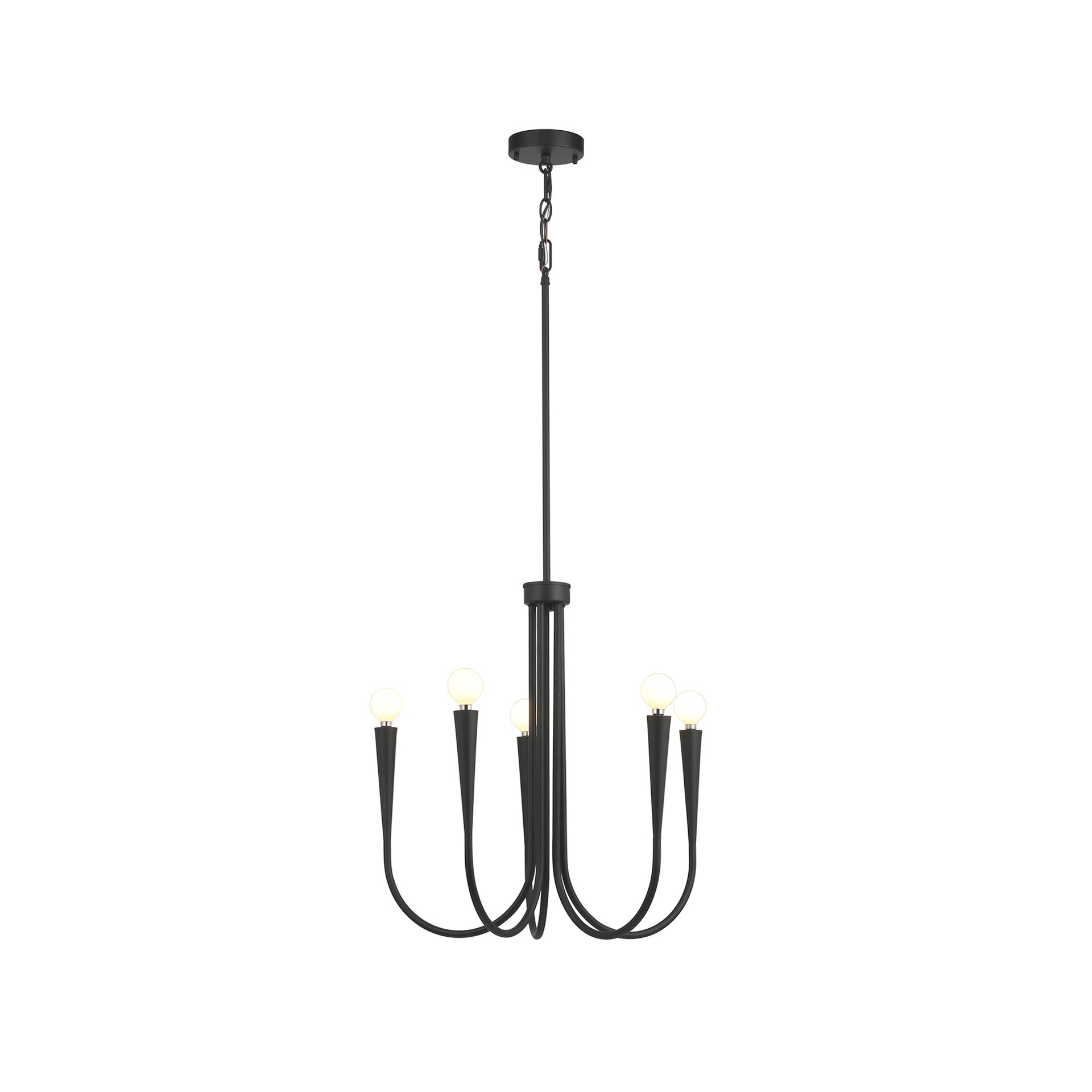 slide 2 of 6, Origin 21 TRENTON 5 -Light Matte Black Modern/contemporary Bare bulb For Use in Bedrooms, Dining Rooms, Foyers, Kitchens, Living Rooms Chandelier, 1 ct