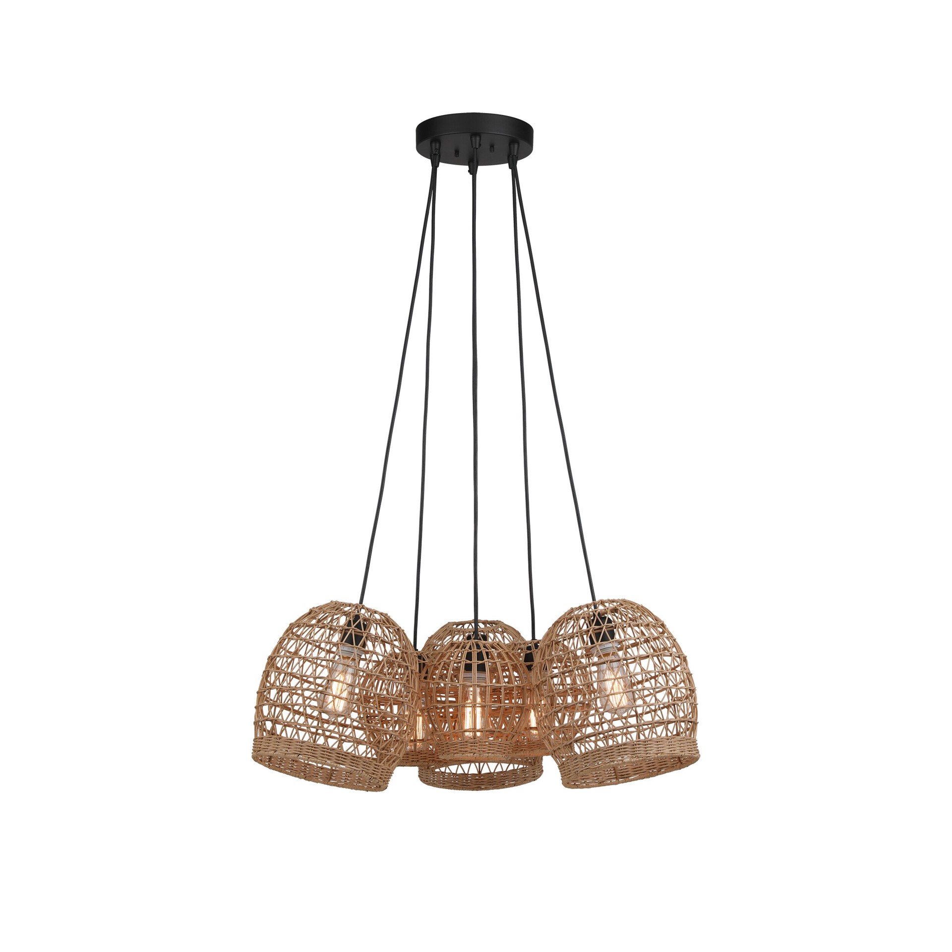 slide 2 of 6, allen + roth MAYA 6 -Light Matte Black Traditional Cage For Use in Bedrooms, Dining Rooms, Foyers, Kitchens, Living Rooms Chandelier, 1 ct