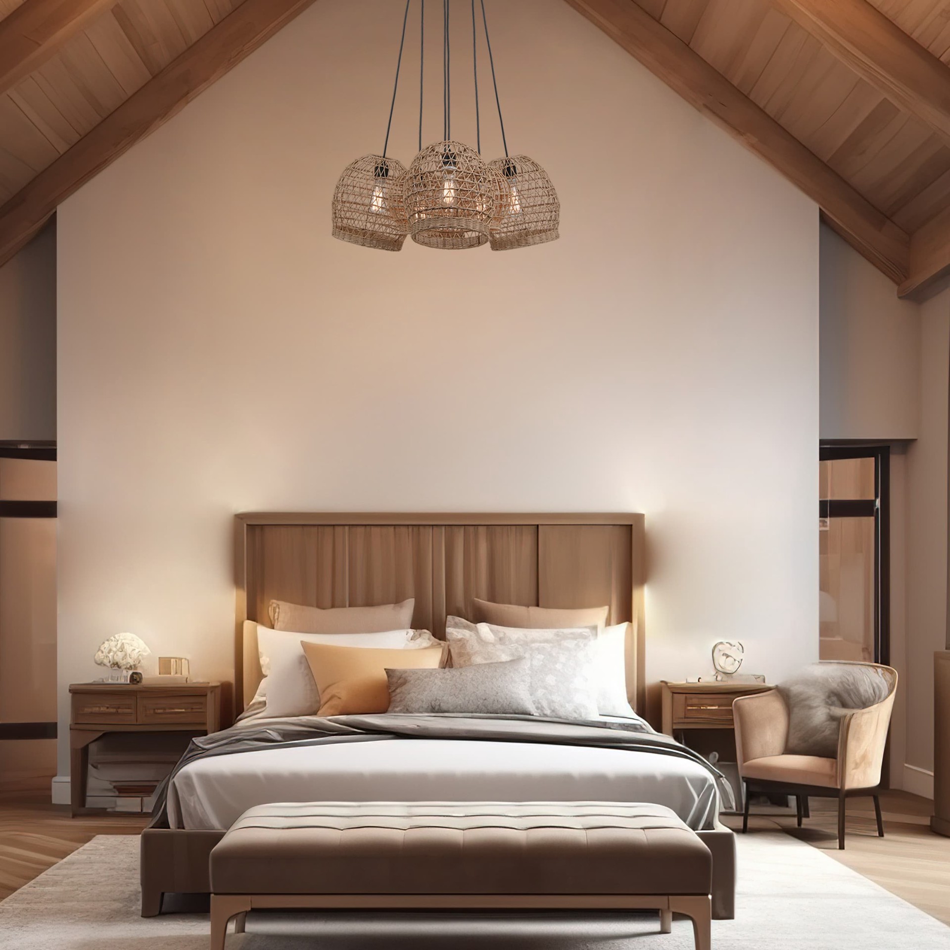 slide 3 of 6, allen + roth MAYA 6 -Light Matte Black Traditional Cage For Use in Bedrooms, Dining Rooms, Foyers, Kitchens, Living Rooms Chandelier, 1 ct