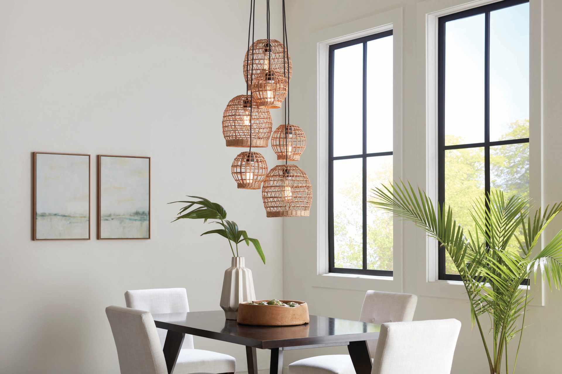 slide 1 of 6, allen + roth MAYA 6 -Light Matte Black Traditional Cage For Use in Bedrooms, Dining Rooms, Foyers, Kitchens, Living Rooms Chandelier, 1 ct