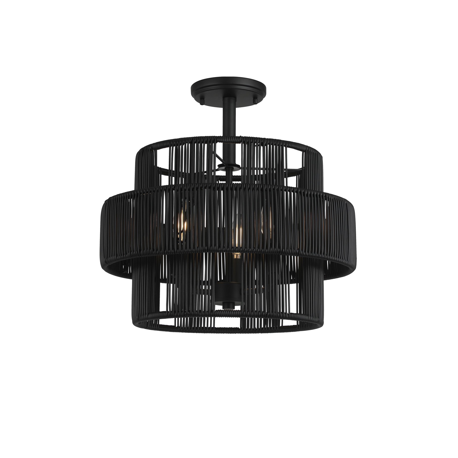 slide 2 of 6, allen + roth AVA 3 -Light 16-in Matte Black Semi Flush Mount Light, 1 ct