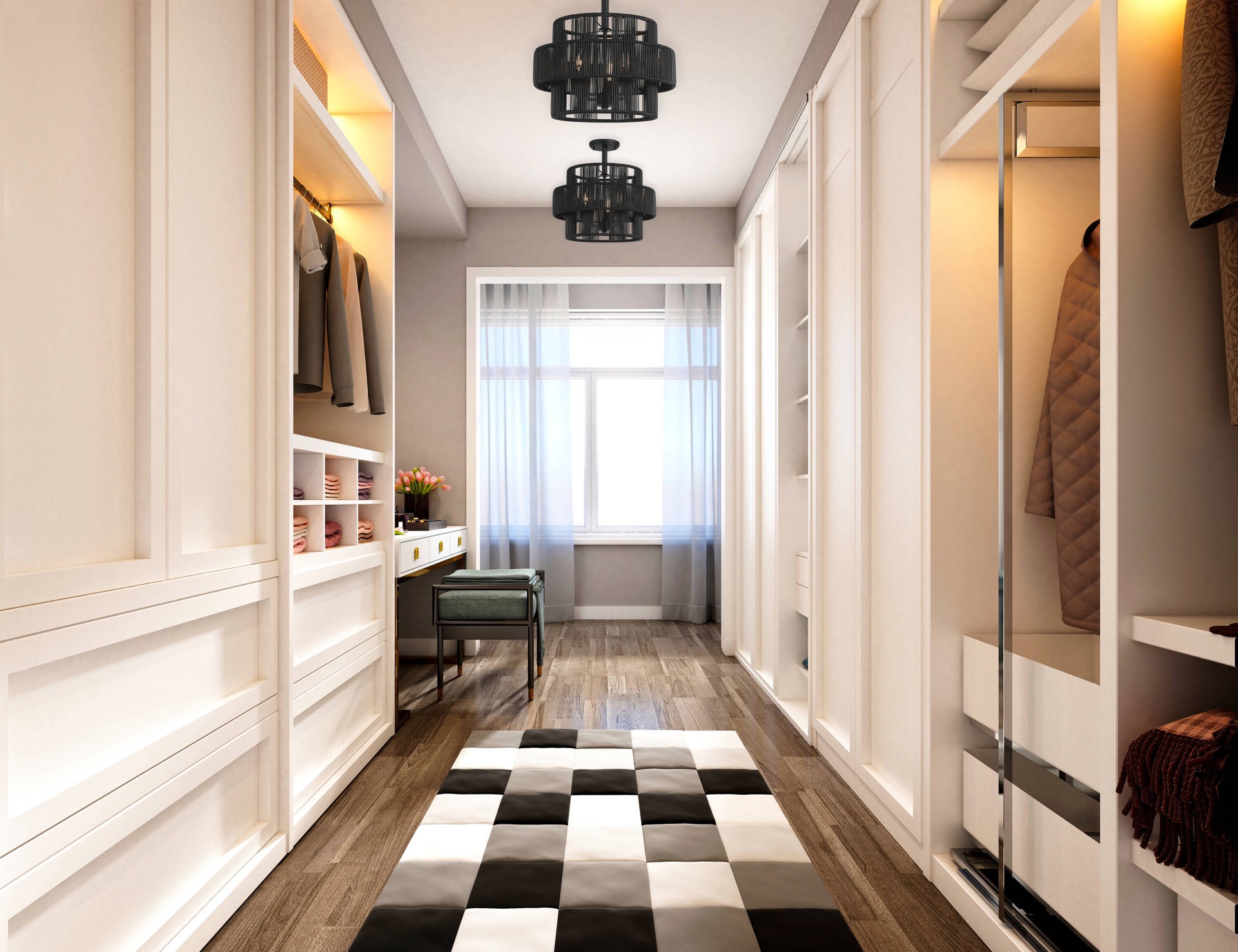 slide 3 of 6, allen + roth AVA 3 -Light 16-in Matte Black Semi Flush Mount Light, 1 ct