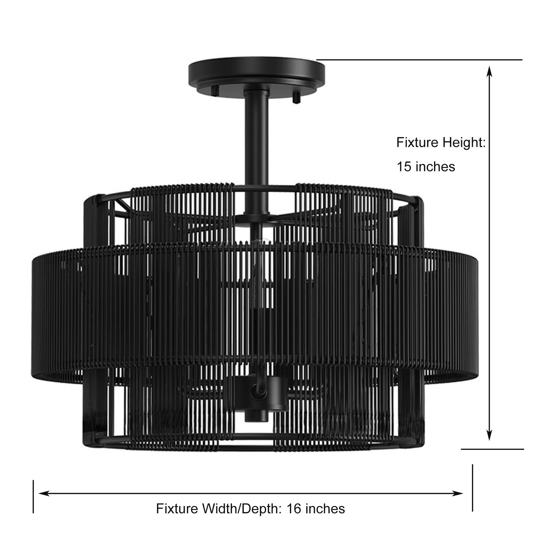 slide 5 of 6, allen + roth AVA 3 -Light 16-in Matte Black Semi Flush Mount Light, 1 ct