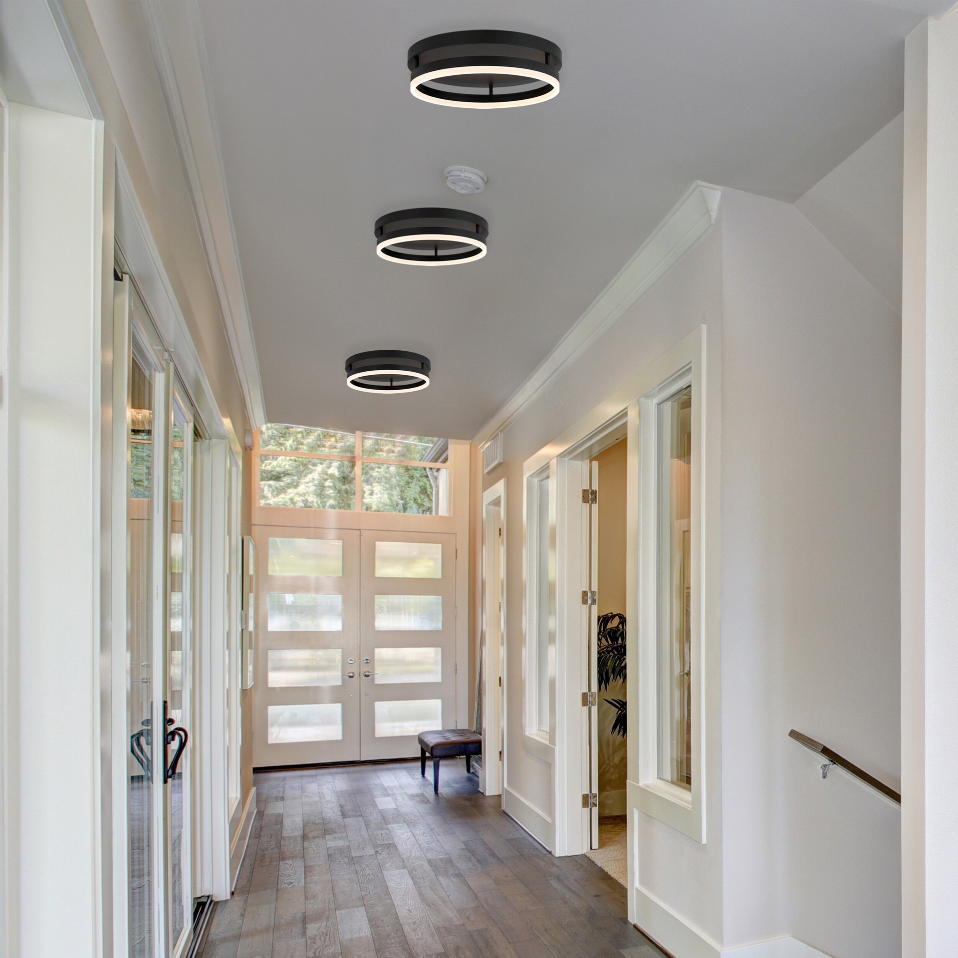 slide 3 of 6, Origin 21 BROOKLYN 16.3-in Matte Black Integrated LED Flush Mount Light, 1 ct