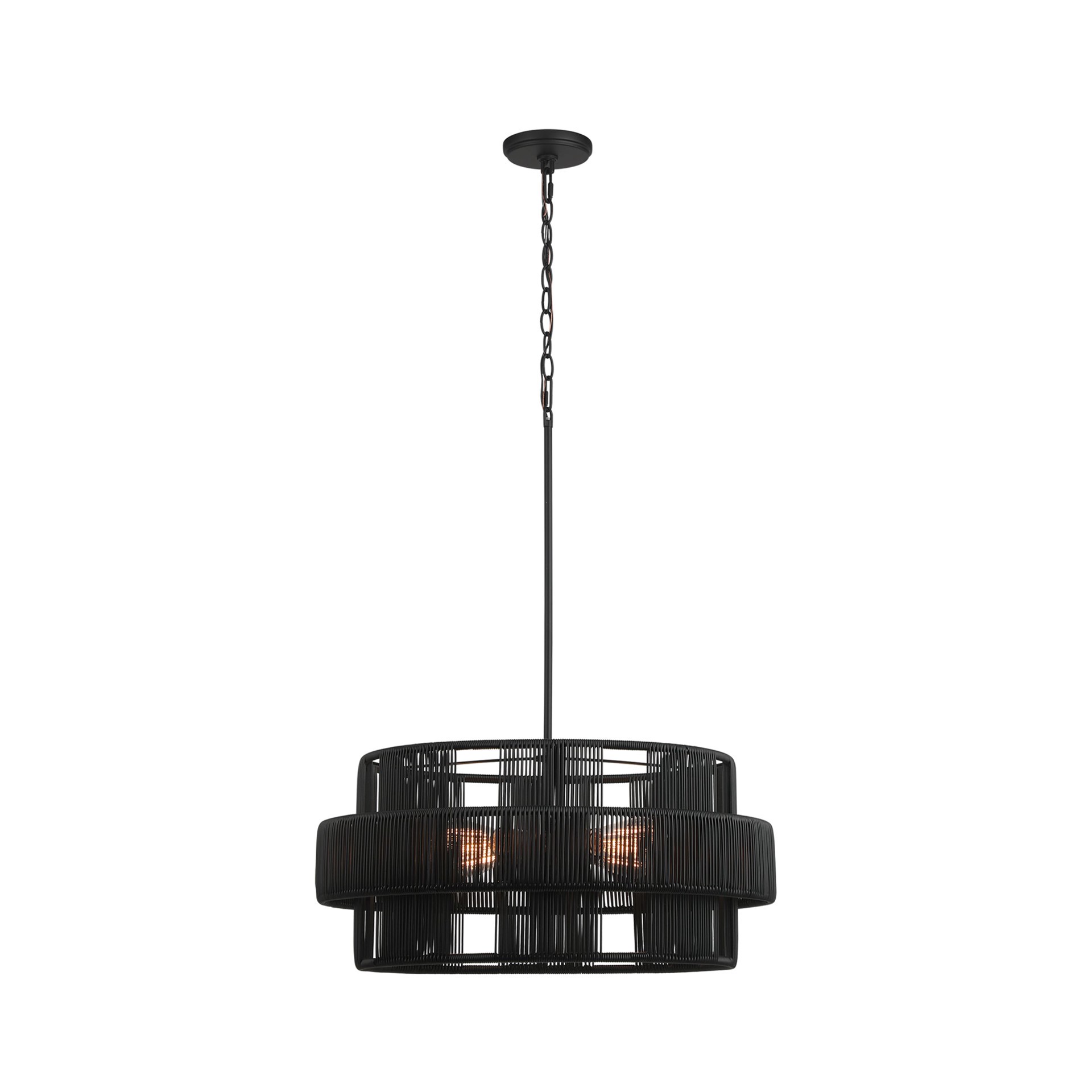 slide 2 of 6, allen + roth AVA 4 -Light Matte Black Traditional For Use in Bedrooms, Dining Rooms, Foyers, Kitchens, Living Rooms Chandelier, 1 ct