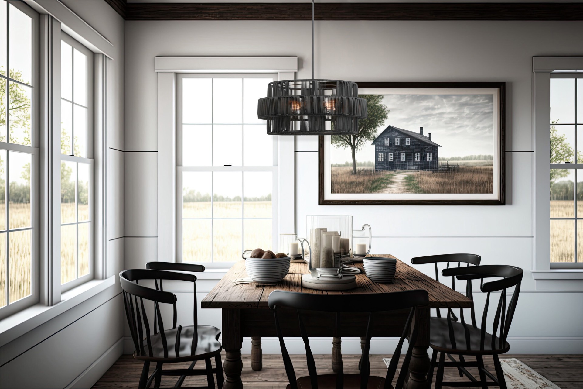 slide 4 of 6, allen + roth AVA 4 -Light Matte Black Traditional For Use in Bedrooms, Dining Rooms, Foyers, Kitchens, Living Rooms Chandelier, 1 ct