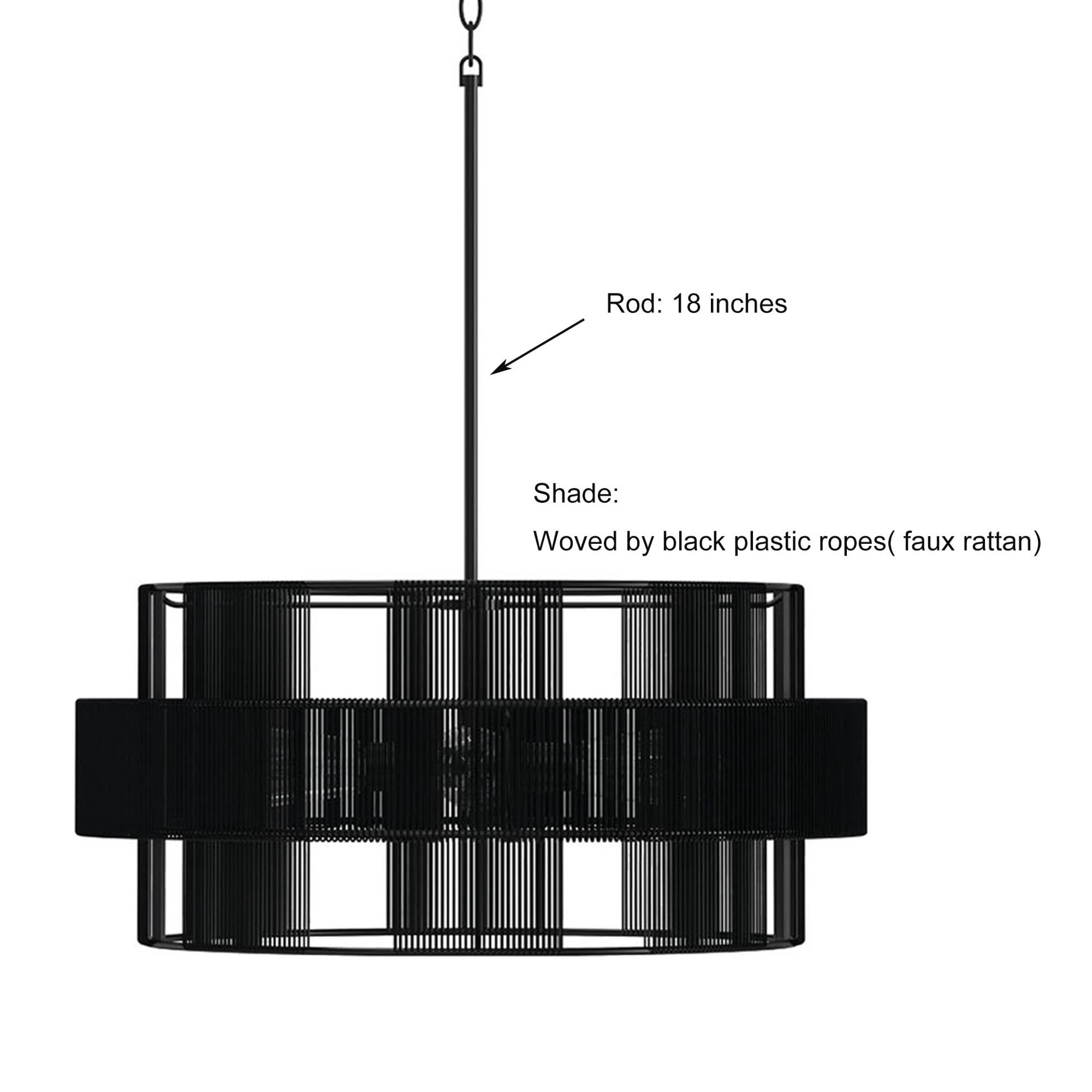 slide 5 of 6, allen + roth AVA 4 -Light Matte Black Traditional For Use in Bedrooms, Dining Rooms, Foyers, Kitchens, Living Rooms Chandelier, 1 ct