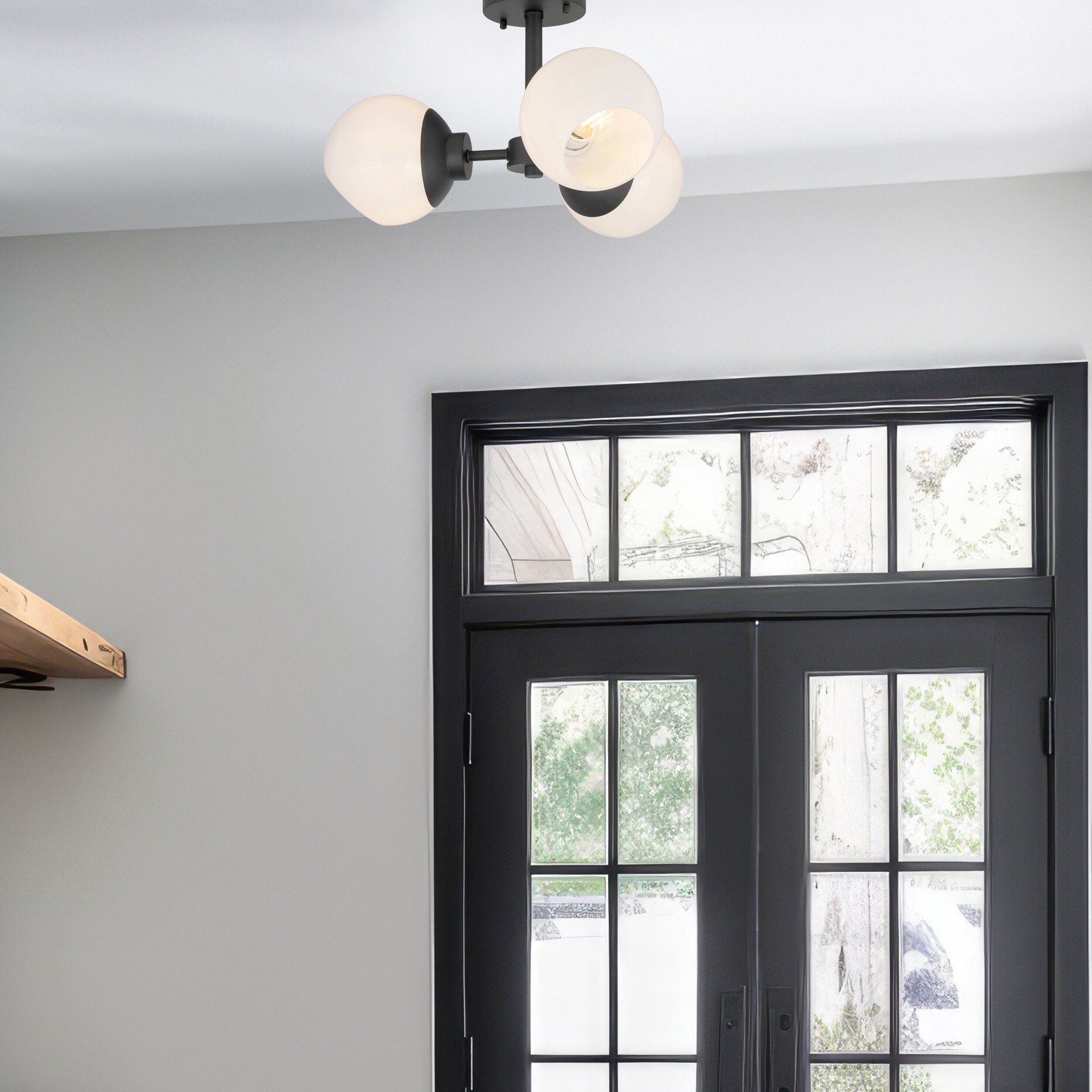 slide 4 of 6, Origin 21 CYPRUS 3 -Light 17.63-in Matte Black Semi Flush Mount Light, 1 ct