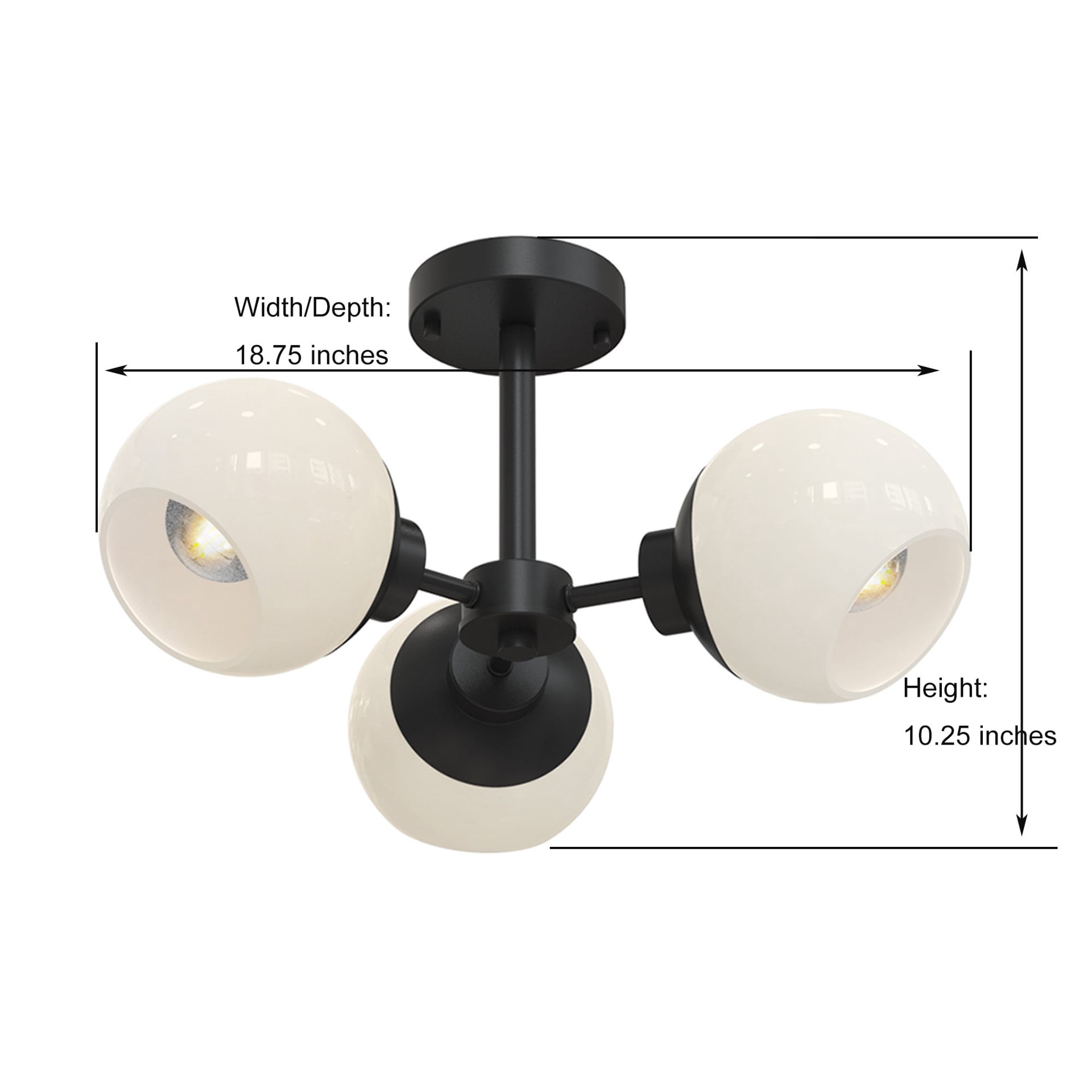 slide 6 of 6, Origin 21 CYPRUS 3 -Light 17.63-in Matte Black Semi Flush Mount Light, 1 ct