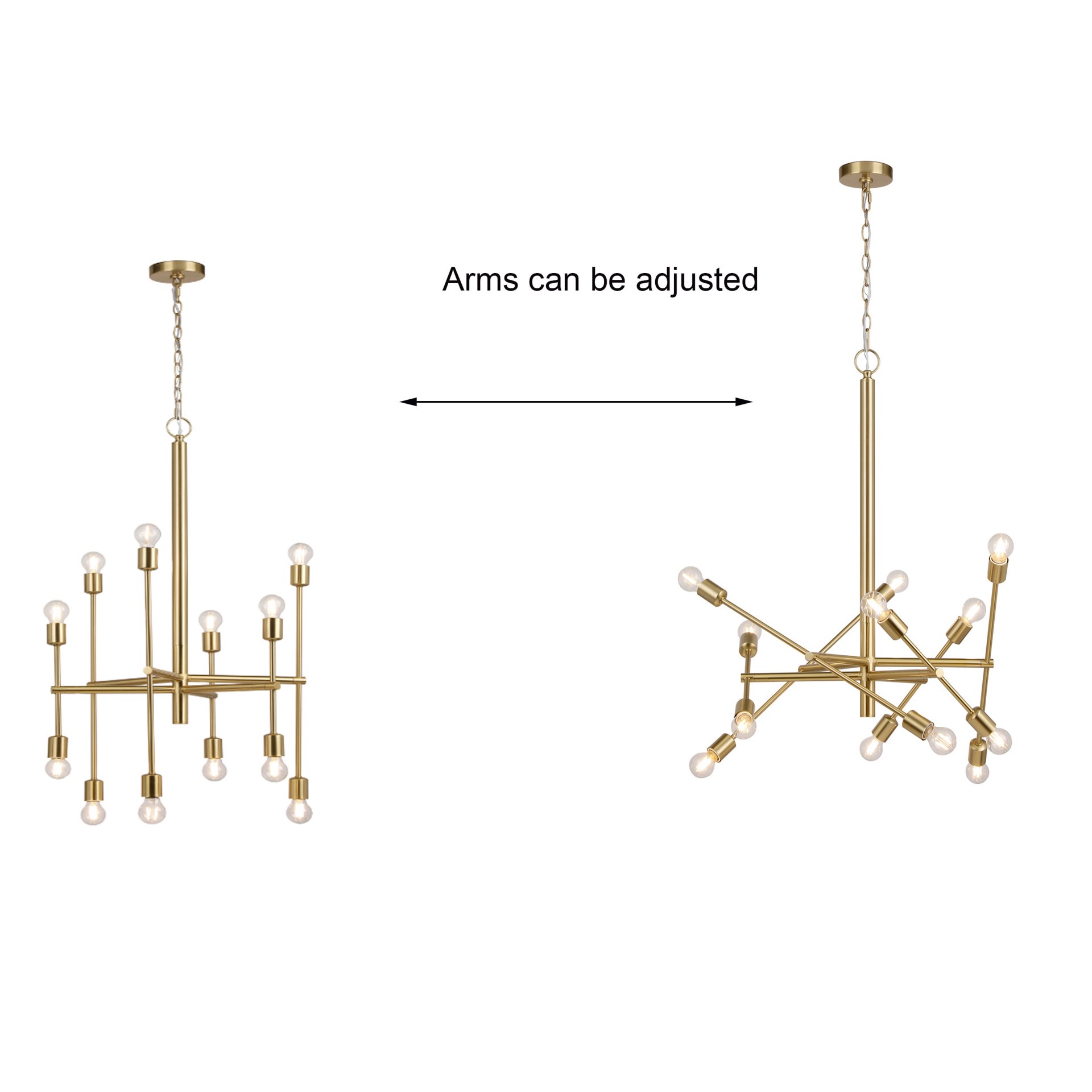slide 6 of 6, Origin 21 SHAYE 12 -Light Brushed Gold Bare bulb Steel Chandelier, 1 ct