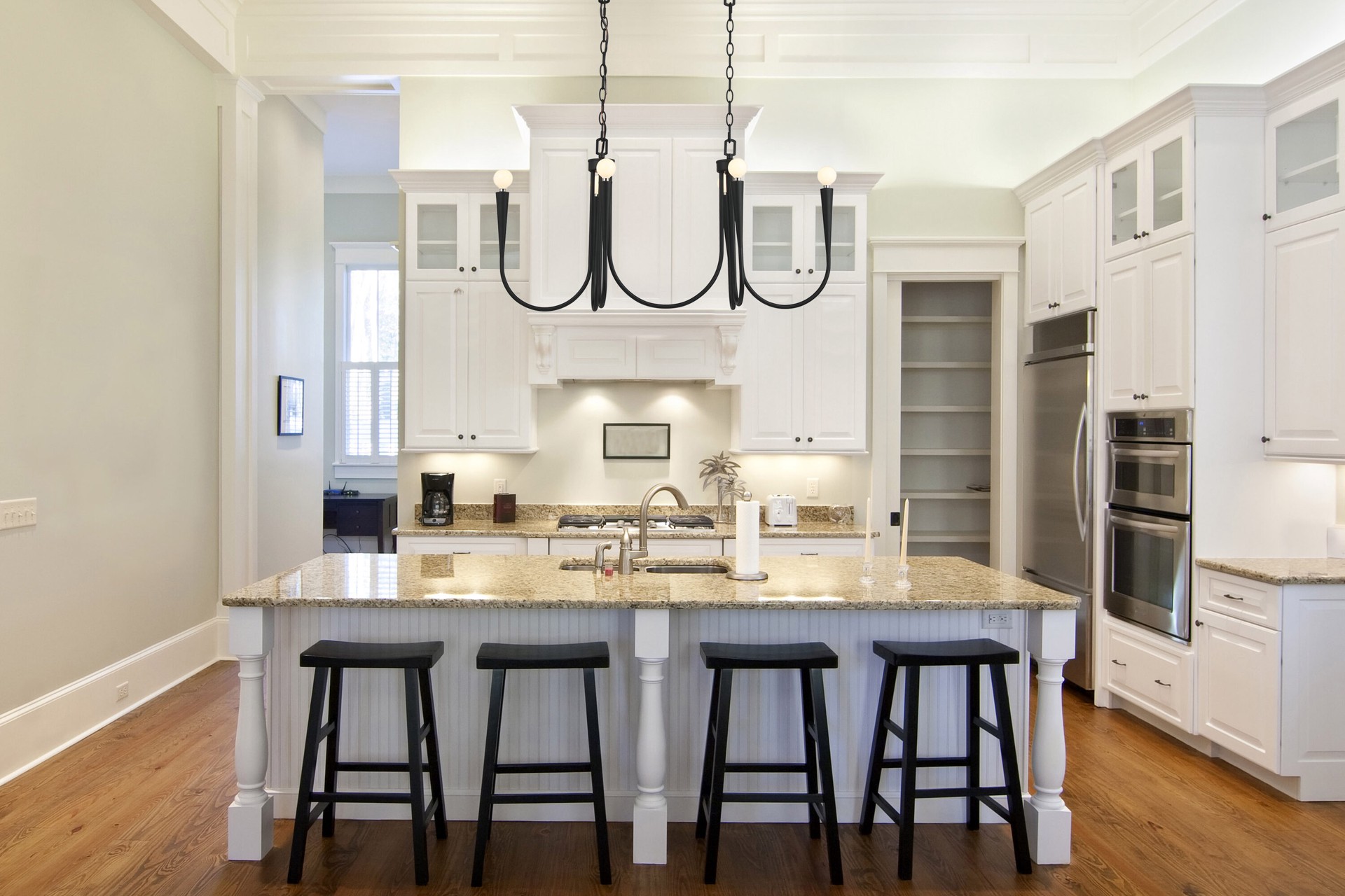 slide 3 of 6, Origin 21 TRENTON 6 -Light Matte Black Modern/contemporary Bare bulb For Use in Bedrooms, Dining Rooms, Foyers, Kitchens, Living Rooms Chandelier, 1 ct