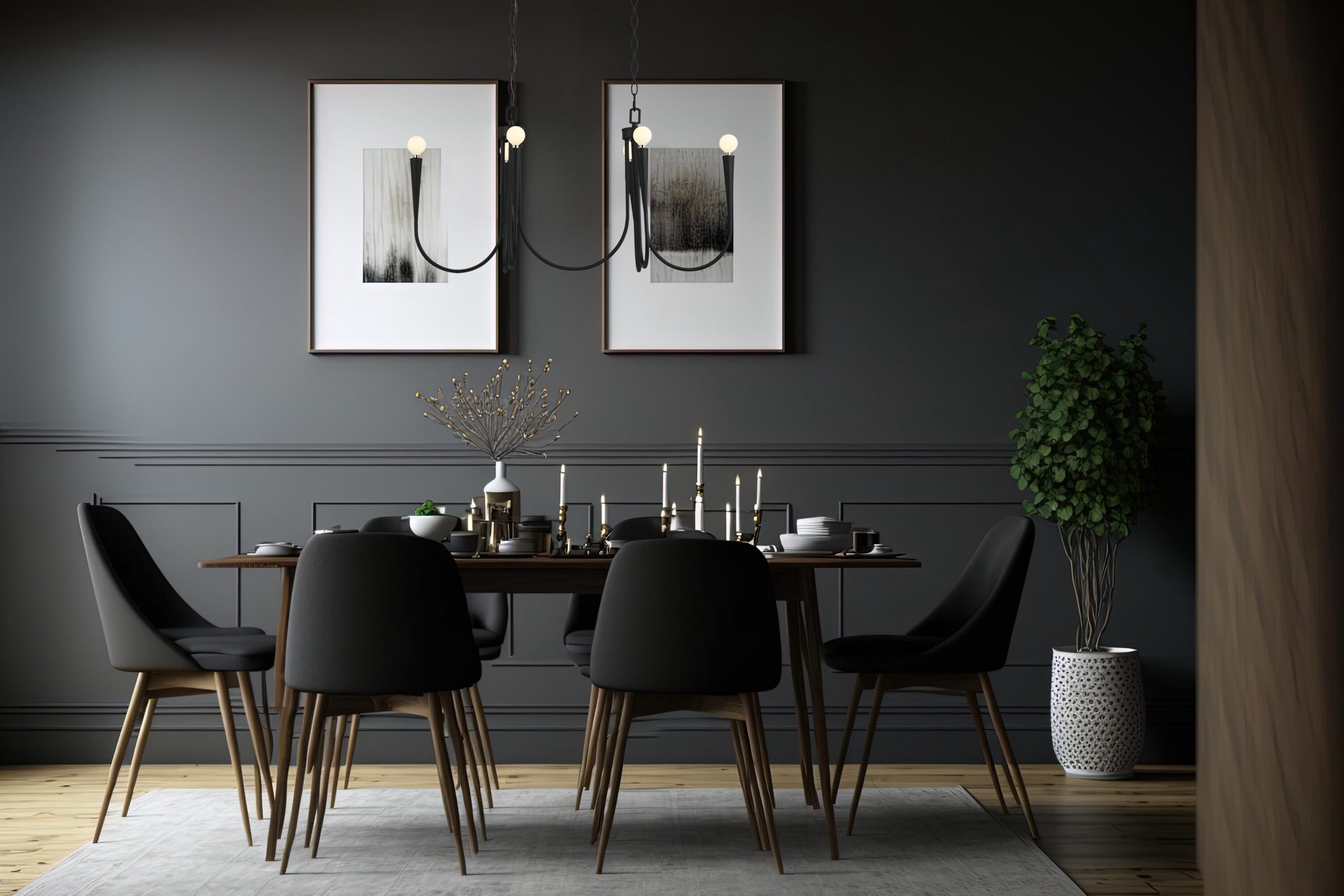 slide 4 of 6, Origin 21 TRENTON 6 -Light Matte Black Modern/contemporary Bare bulb For Use in Bedrooms, Dining Rooms, Foyers, Kitchens, Living Rooms Chandelier, 1 ct