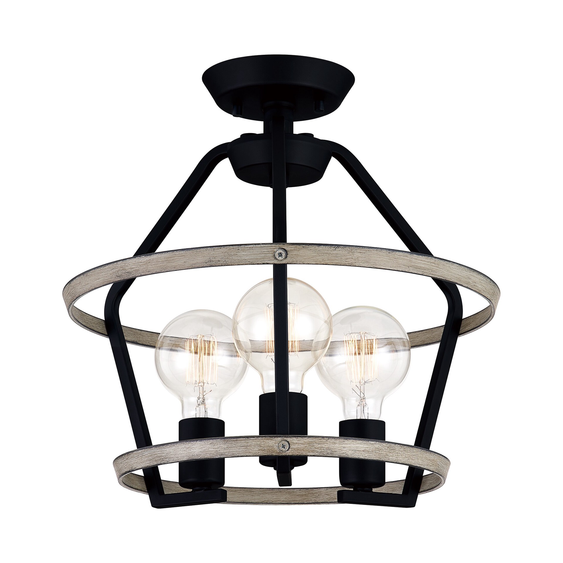 slide 2 of 6, Quoizel Sumpter 3 -Light 14-in Matte Black Semi Flush Mount Light, 1 ct