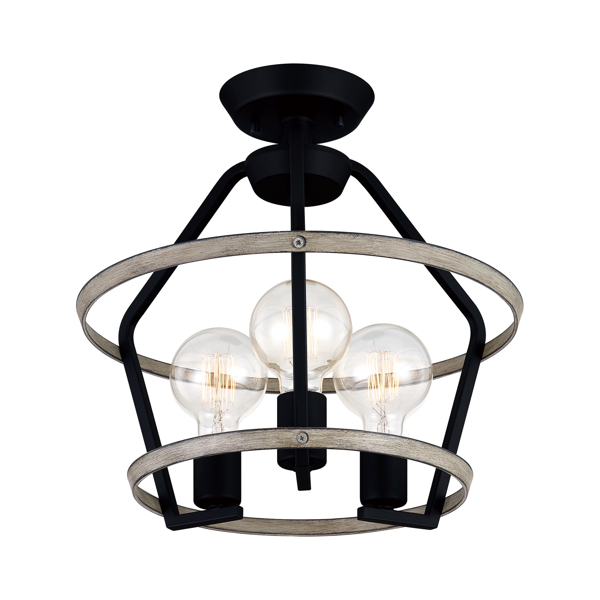 slide 3 of 6, Quoizel Sumpter 3 -Light 14-in Matte Black Semi Flush Mount Light, 1 ct