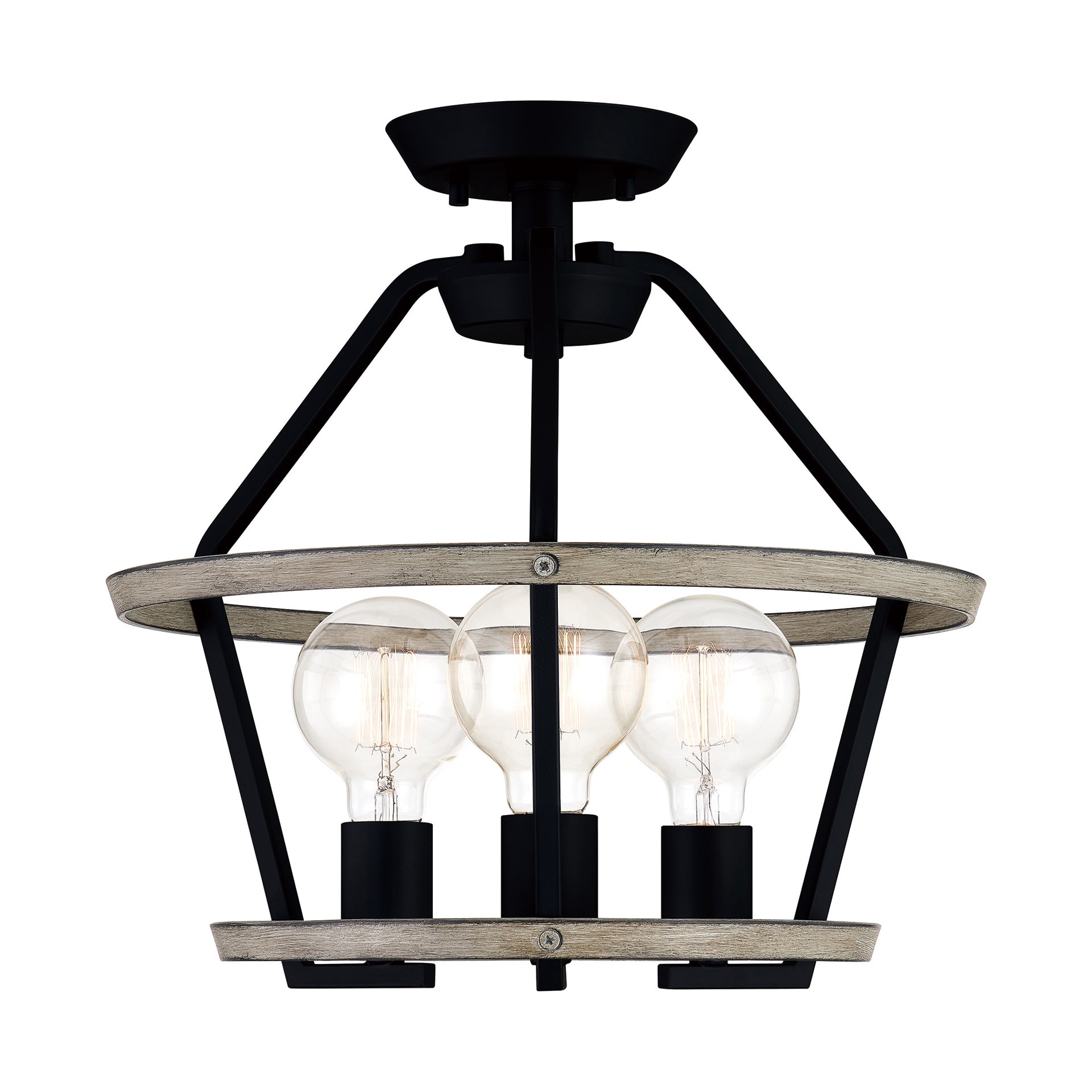 slide 6 of 6, Quoizel Sumpter 3 -Light 14-in Matte Black Semi Flush Mount Light, 1 ct