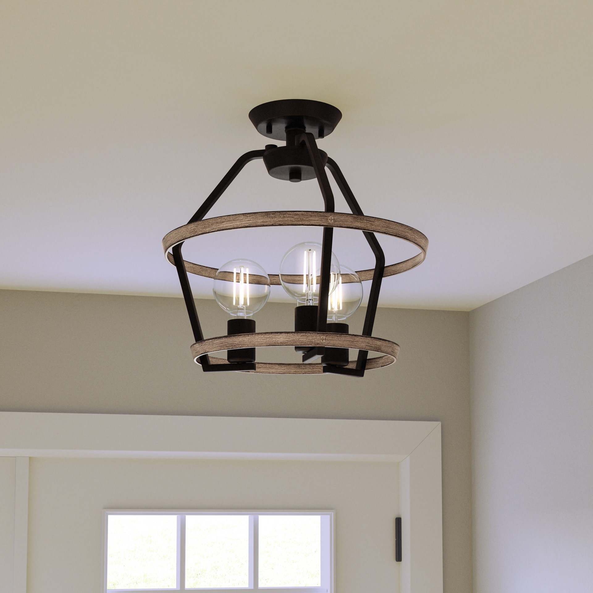 slide 1 of 6, Quoizel Sumpter 3 -Light 14-in Matte Black Semi Flush Mount Light, 1 ct