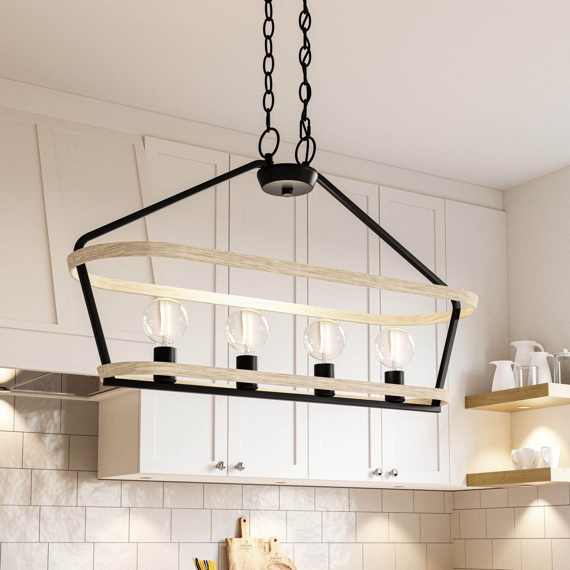 slide 1 of 6, Quoizel Sumpter 4 -Light Matte Black Farmhouse Cage For Use in Bedrooms, Dining Rooms, Foyers, Kitchens, Living Rooms Chandelier, 1 ct