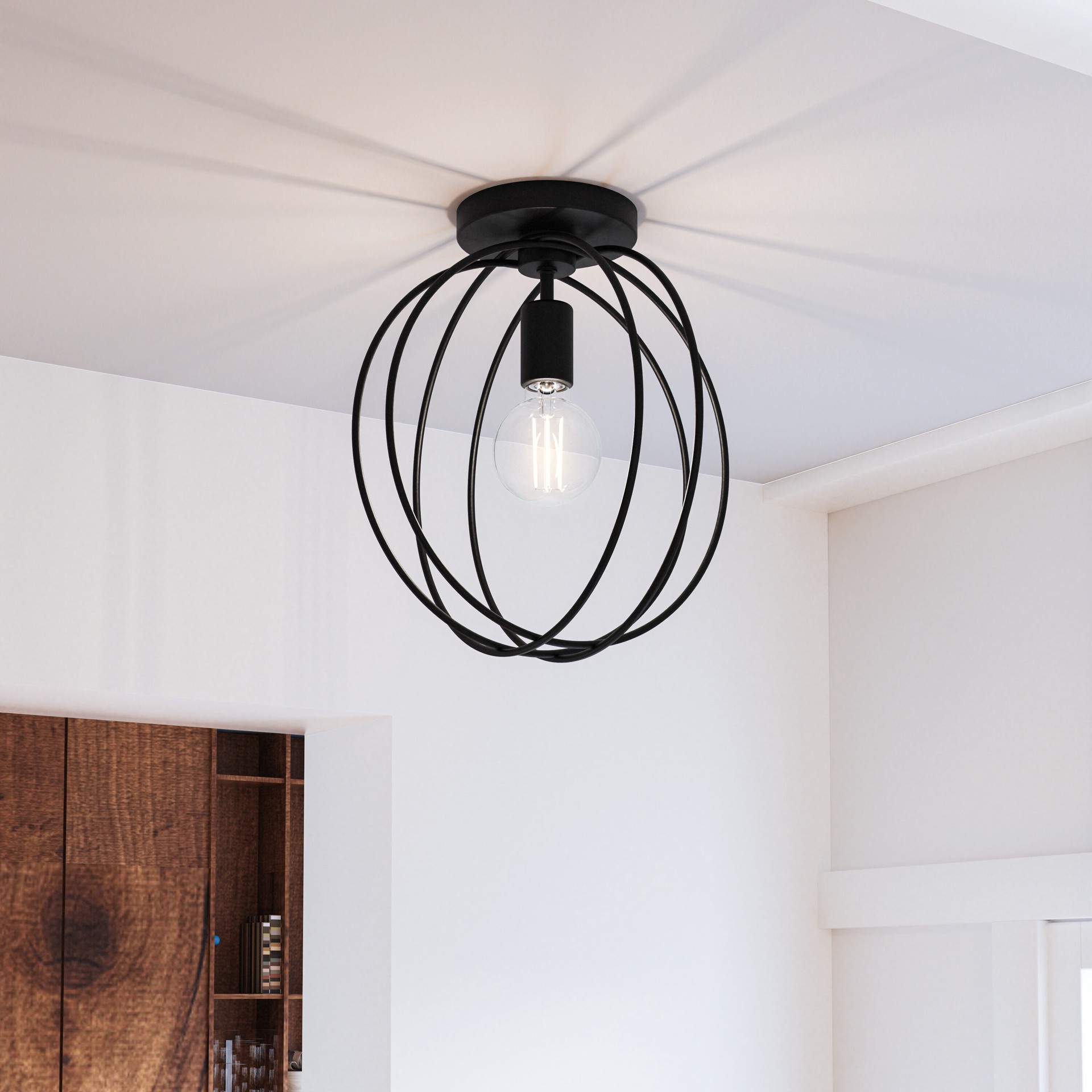 slide 1 of 6, Quoizel Ellerbrooke 1 -Light 12-in Matte Black Flush Mount Light, 1 ct