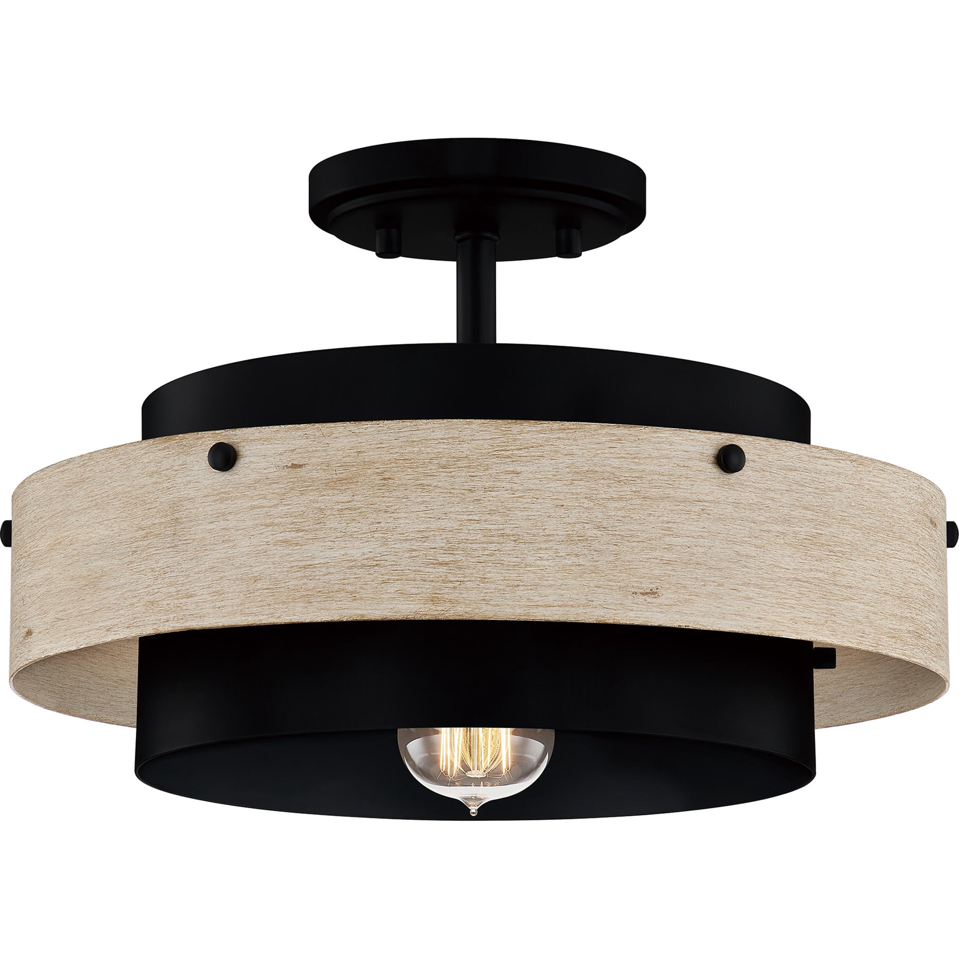 slide 2 of 6, Quoizel Ainsley 1 -Light 14.13-in Matte Black Semi Flush Mount Light, 1 ct