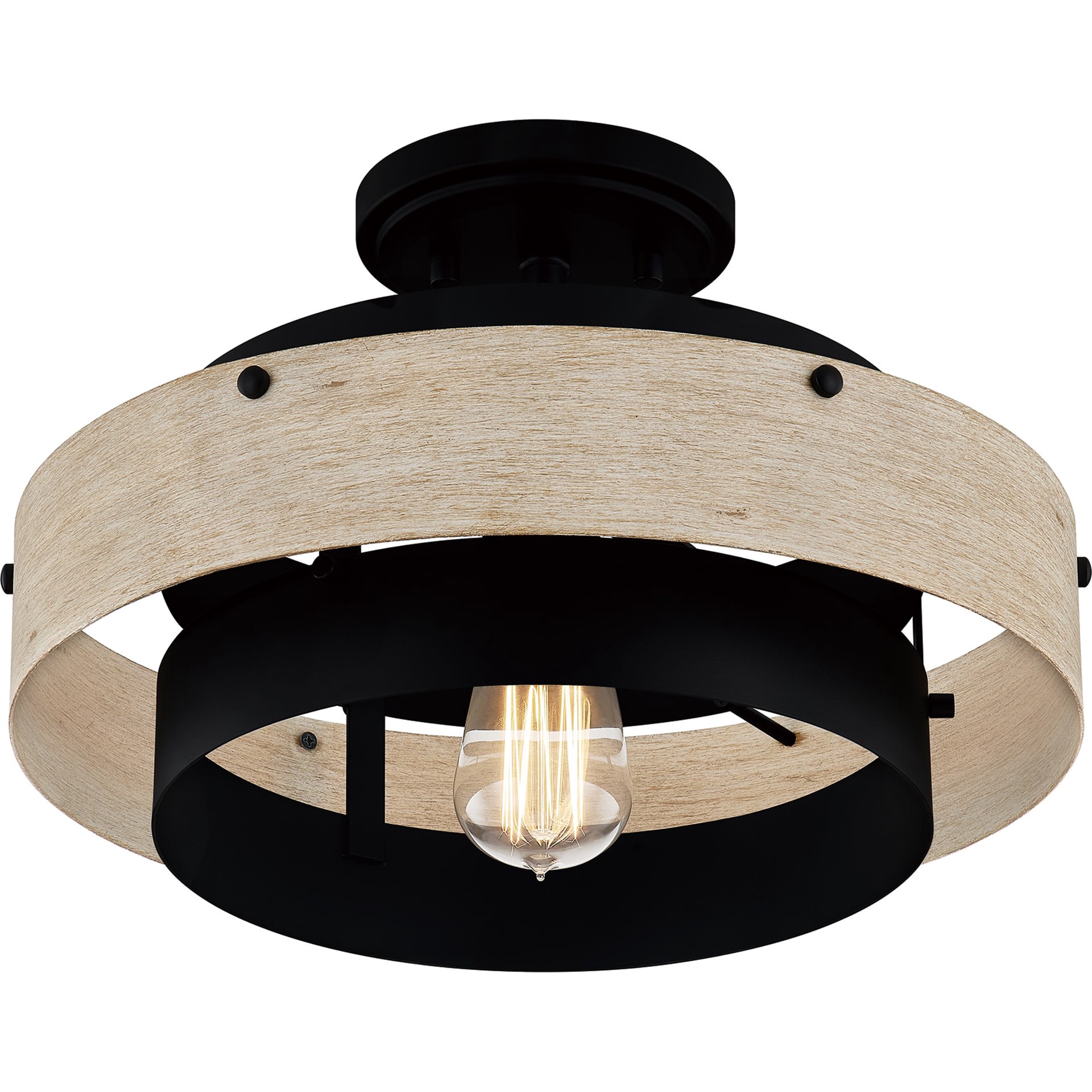slide 3 of 6, Quoizel Ainsley 1 -Light 14.13-in Matte Black Semi Flush Mount Light, 1 ct