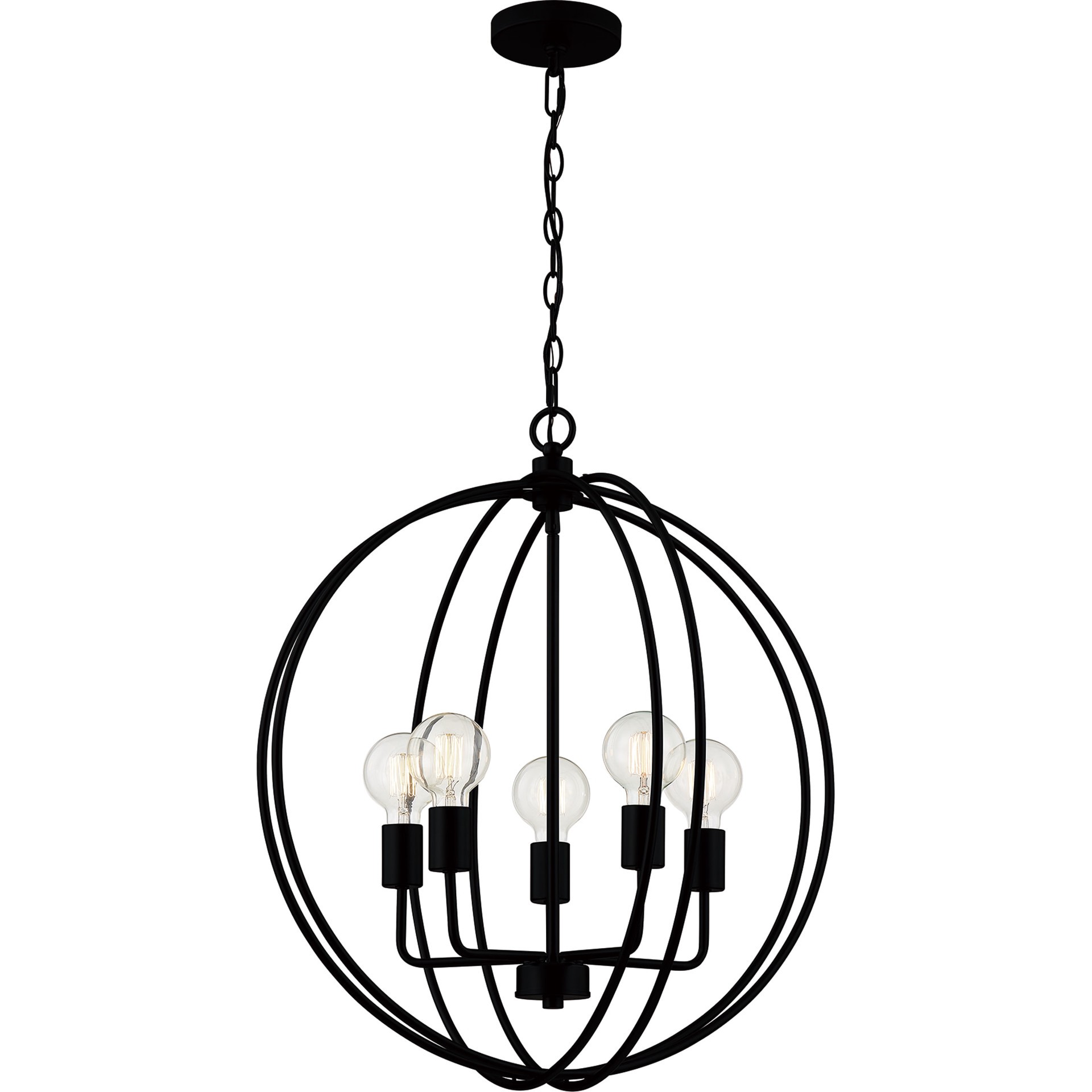 slide 3 of 6, Quoizel Ellerbrooke 5 -Light Matte Black Transitional Globe Large Hanging Pendant light, 1 ct