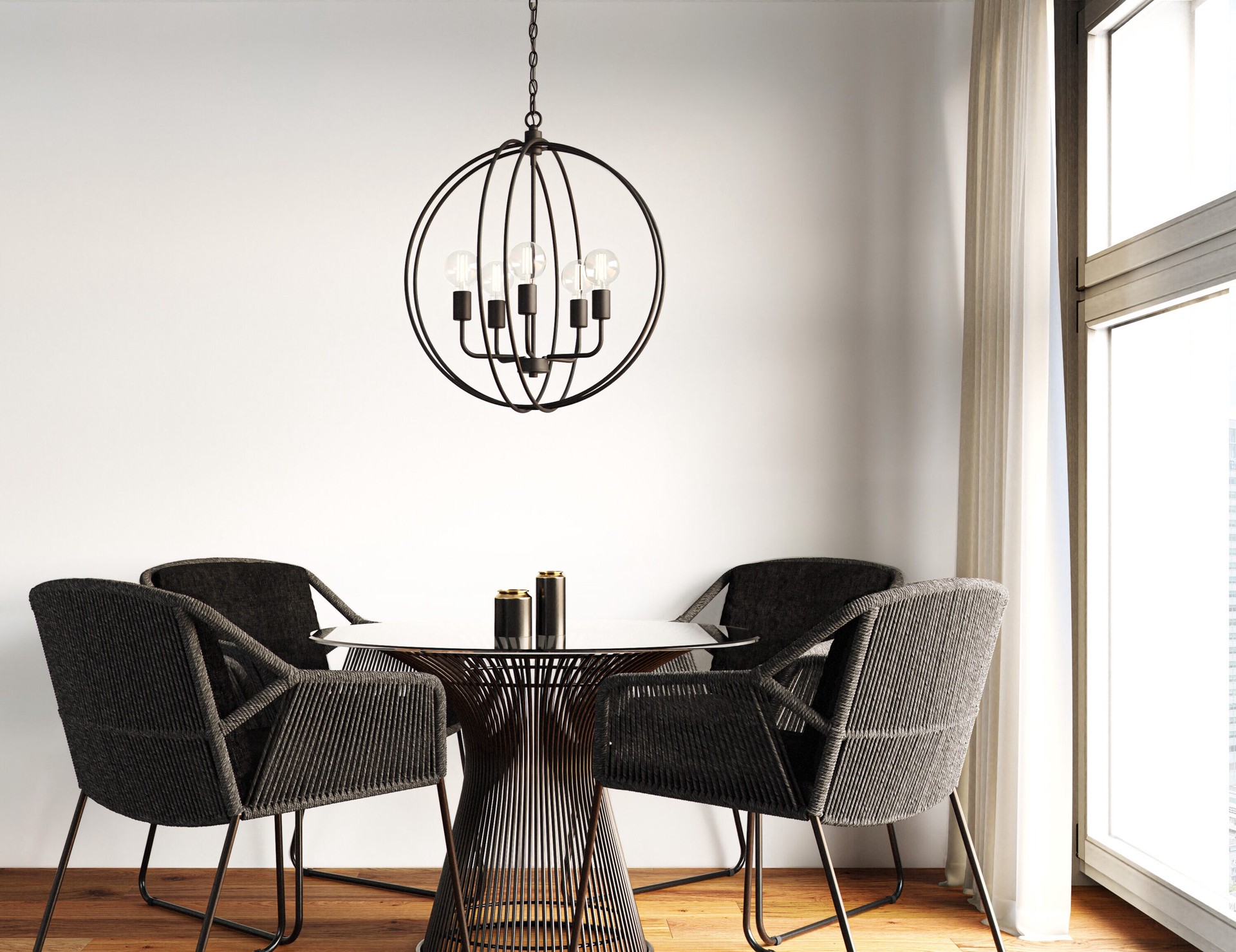 slide 4 of 6, Quoizel Ellerbrooke 5 -Light Matte Black Transitional Globe Large Hanging Pendant light, 1 ct