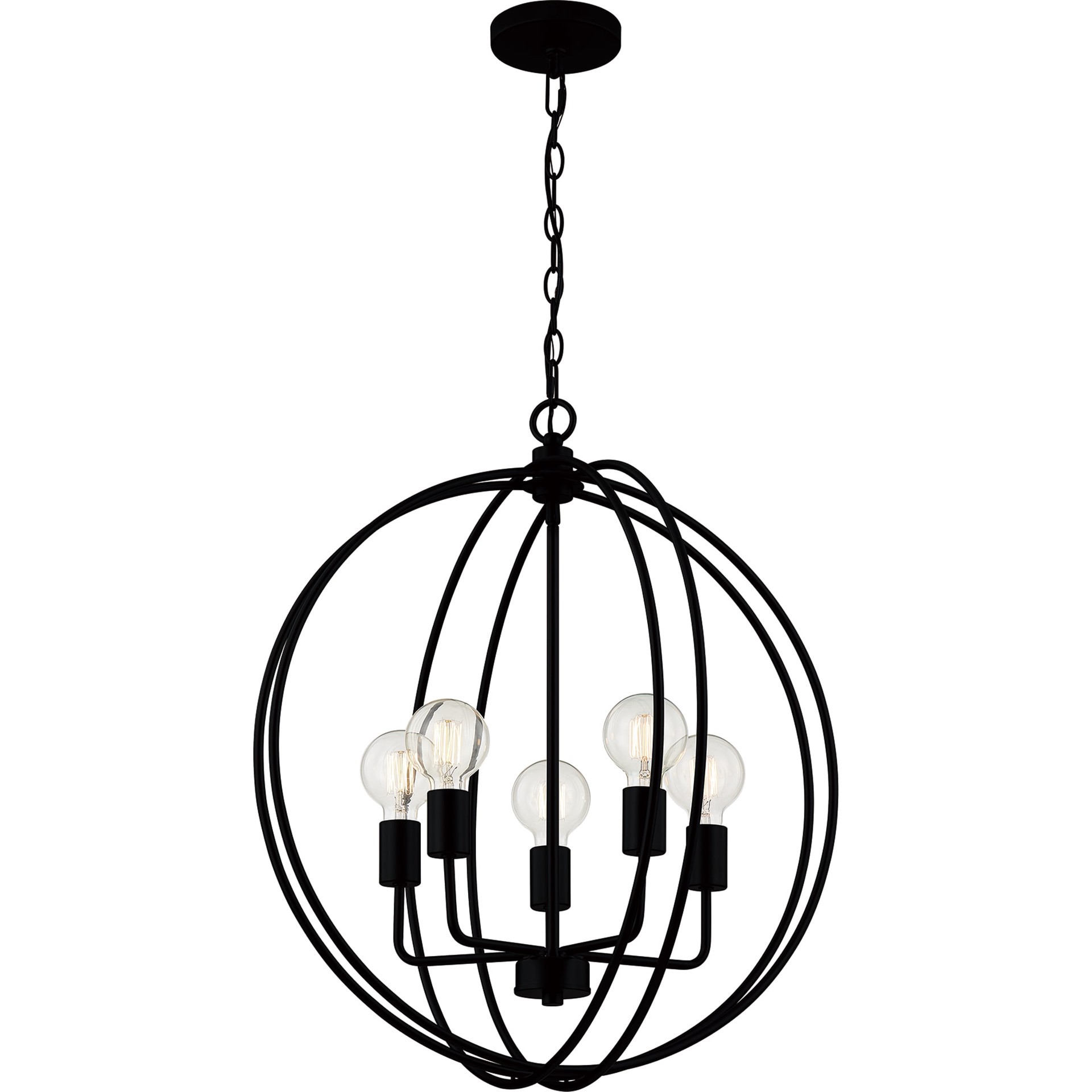slide 6 of 6, Quoizel Ellerbrooke 5 -Light Matte Black Transitional Globe Large Hanging Pendant light, 1 ct