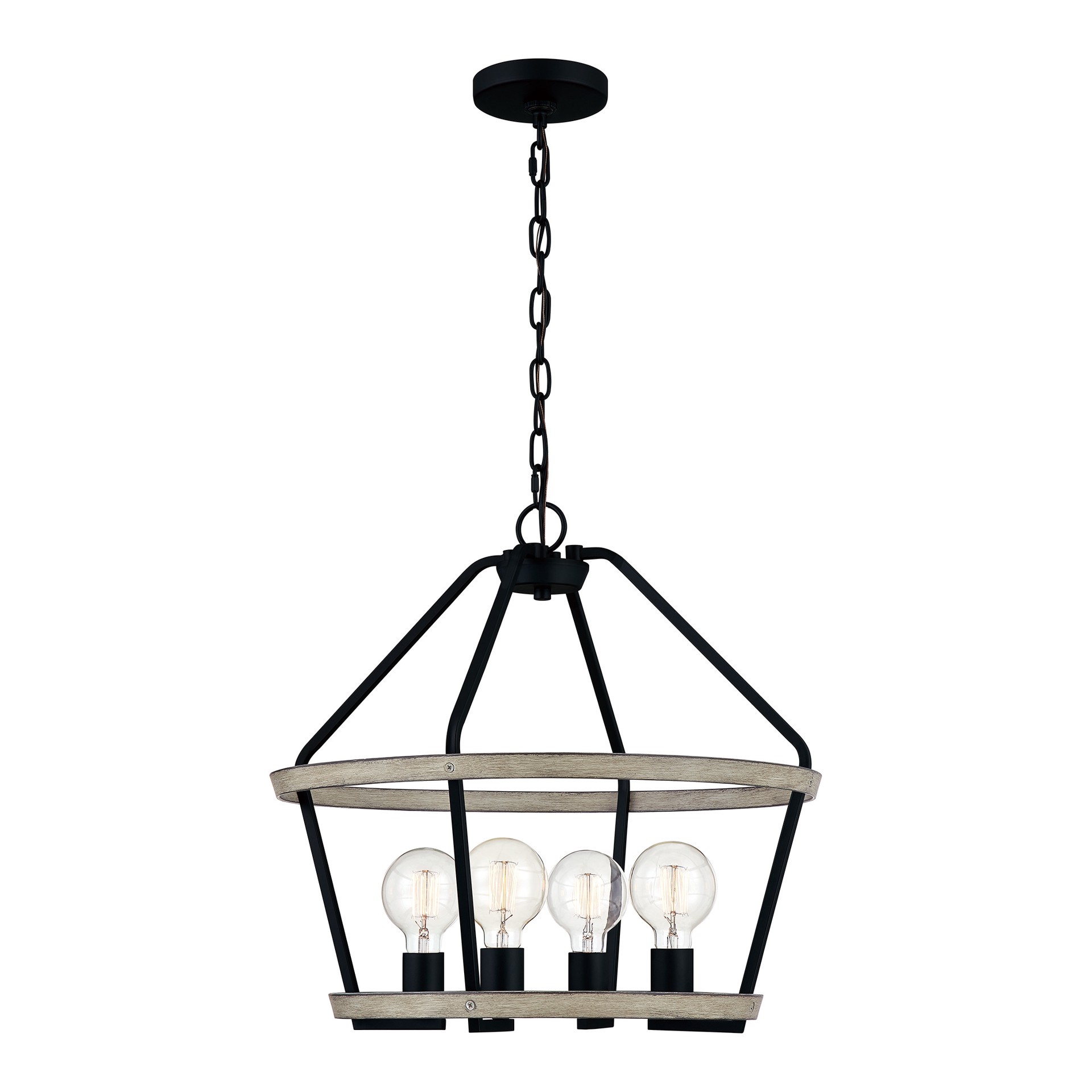 slide 3 of 6, Quoizel Sumpter 4 -Light Matte Black Transitional Metal Cage Lantern Medium Hanging Pendant Light, 1 ct