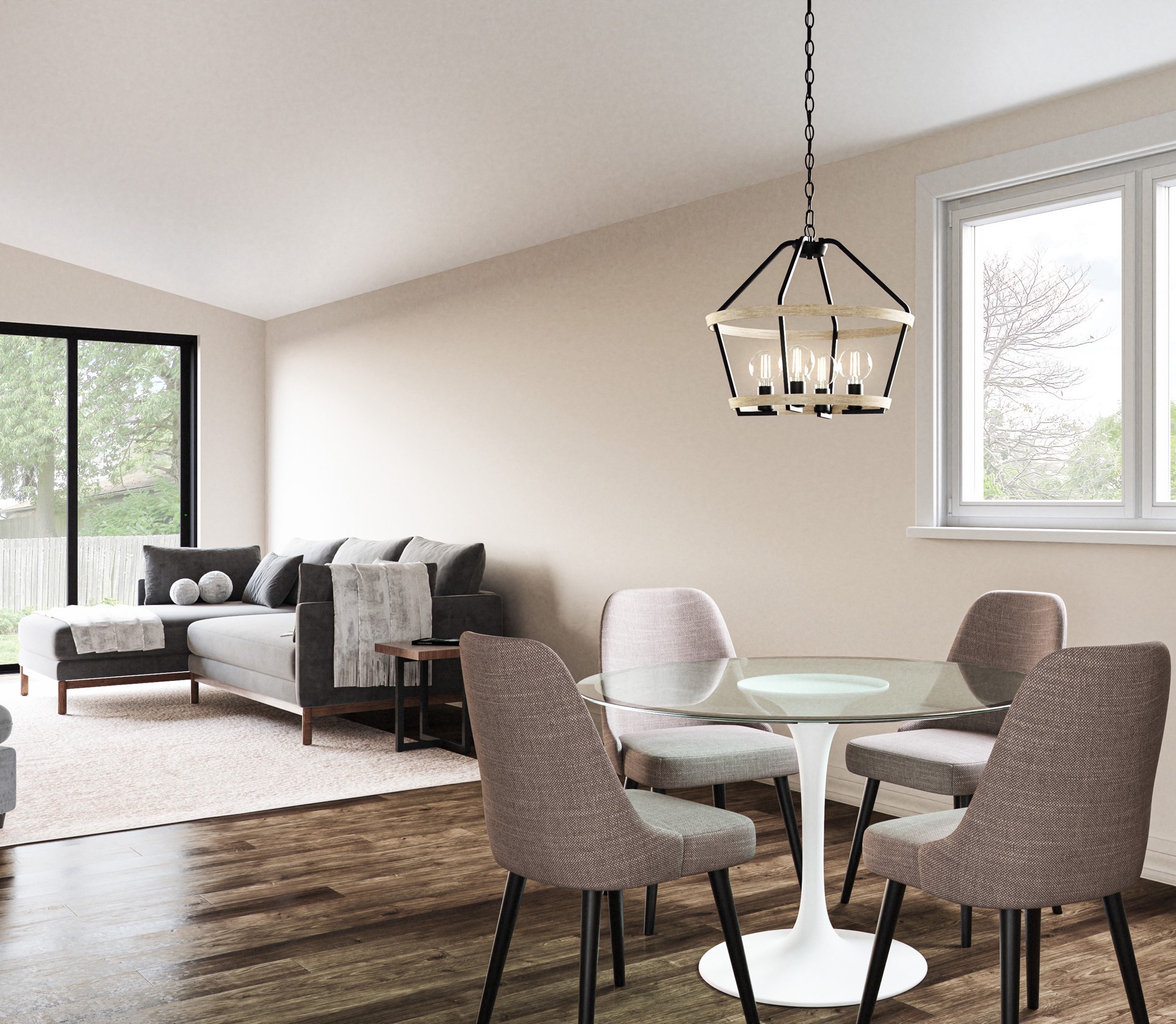 slide 4 of 6, Quoizel Sumpter 4 -Light Matte Black Transitional Metal Cage Lantern Medium Hanging Pendant Light, 1 ct