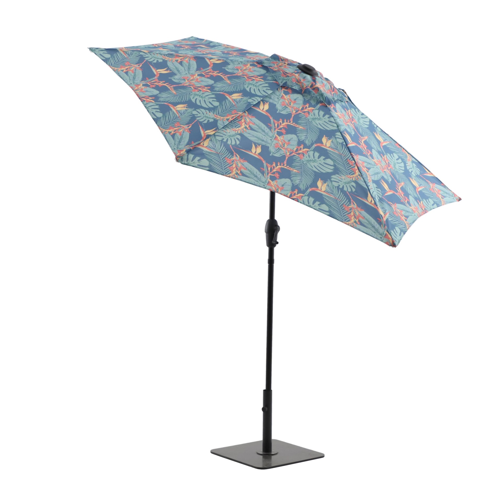 slide 6 of 6, Style Selections 7.5-ft Tropical Leaves Market Patio Umbrella, 1 ct