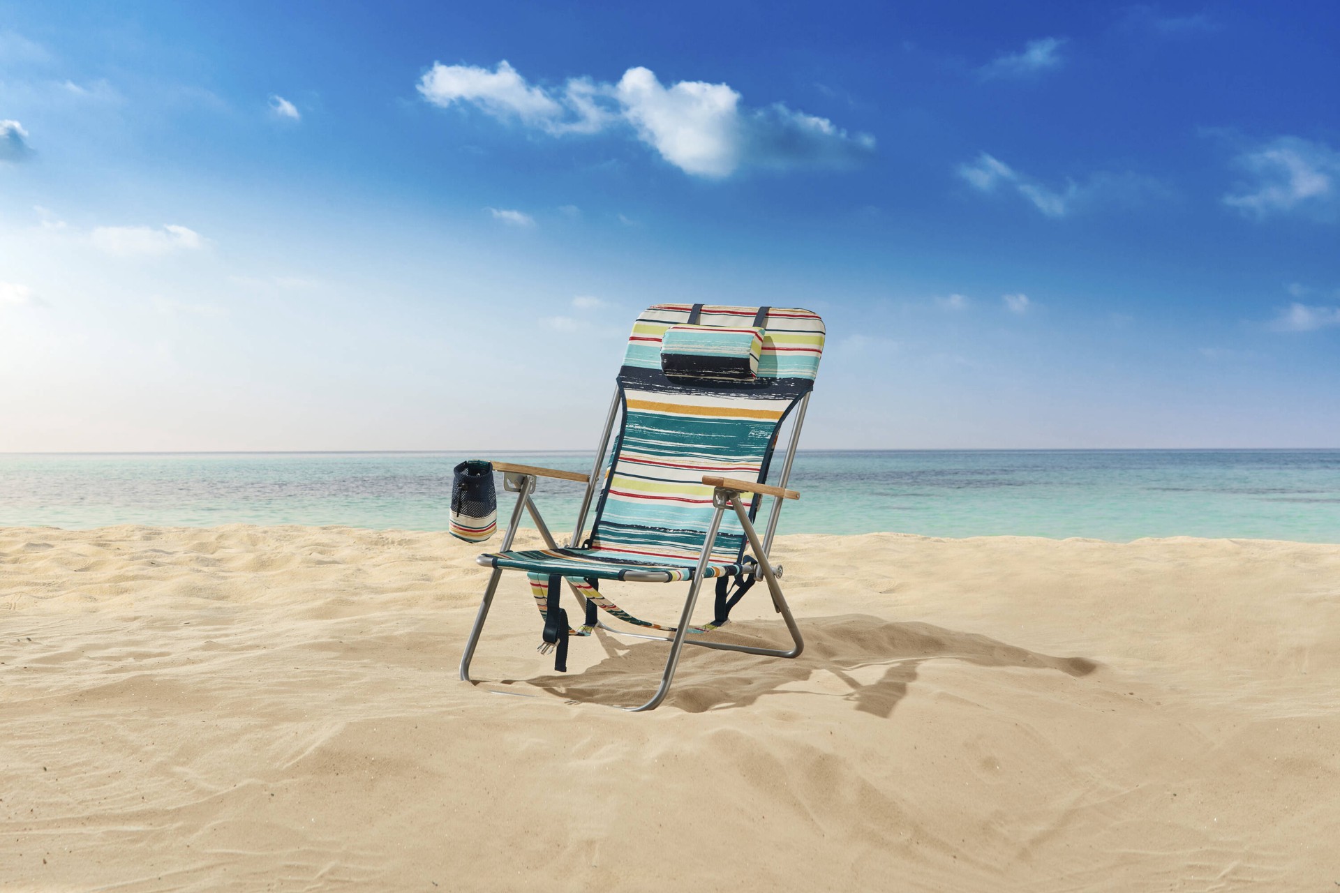 slide 2 of 6, Style Selections Polyester Silver Powder Coat Folding Beach (Adjustable and Carrying Strap/Handle Included), 1 ct