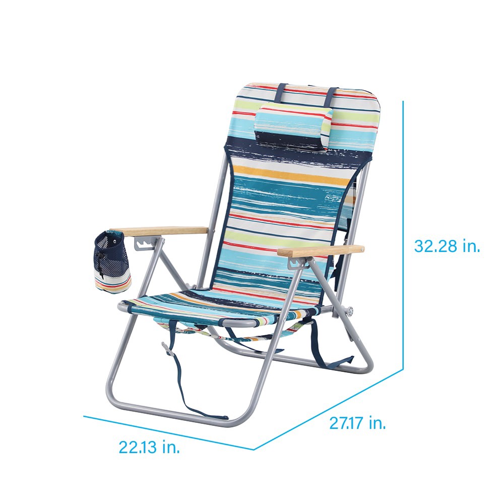 slide 3 of 6, Style Selections Polyester Silver Powder Coat Folding Beach (Adjustable and Carrying Strap/Handle Included), 1 ct