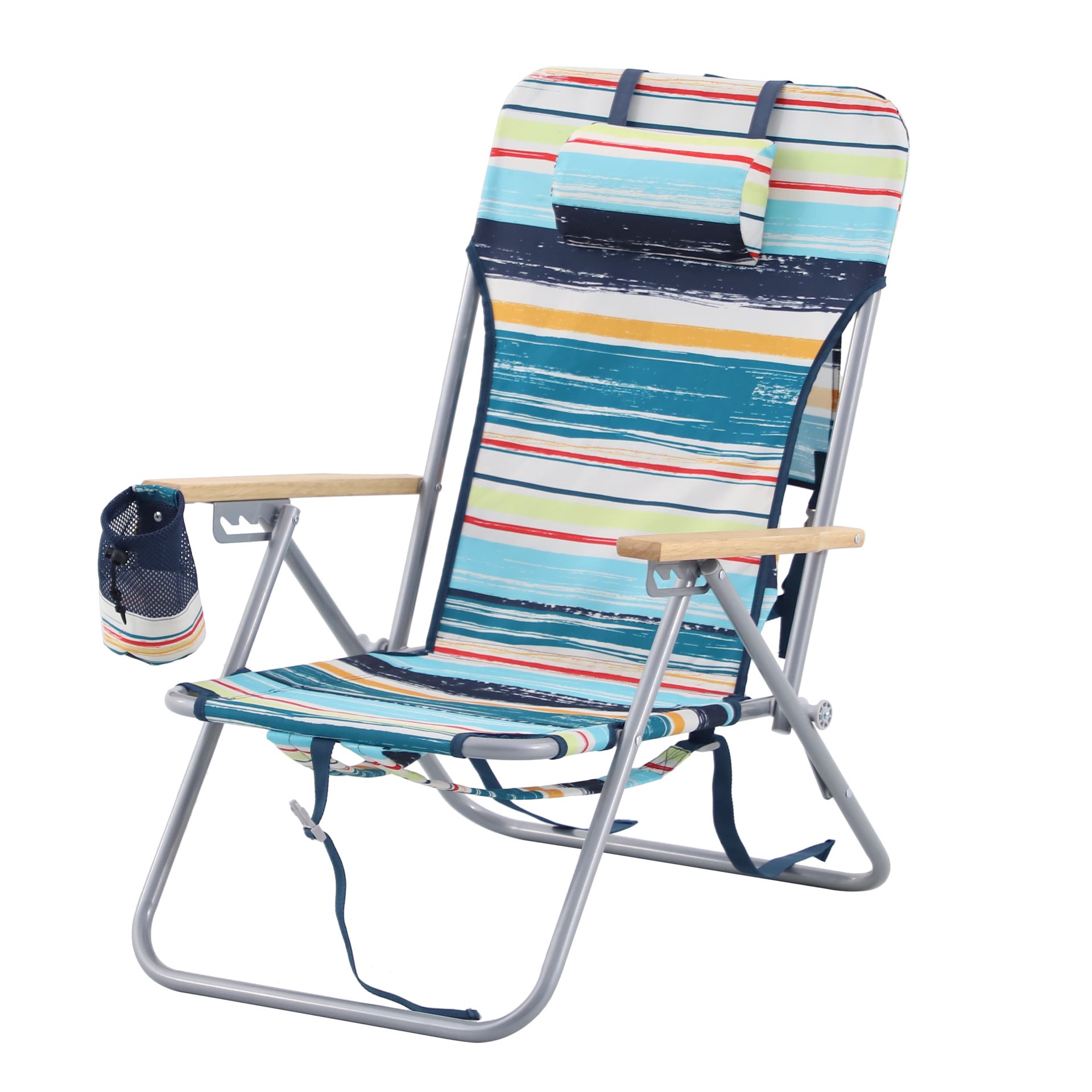 slide 1 of 6, Style Selections Polyester Silver Powder Coat Folding Beach (Adjustable and Carrying Strap/Handle Included), 1 ct