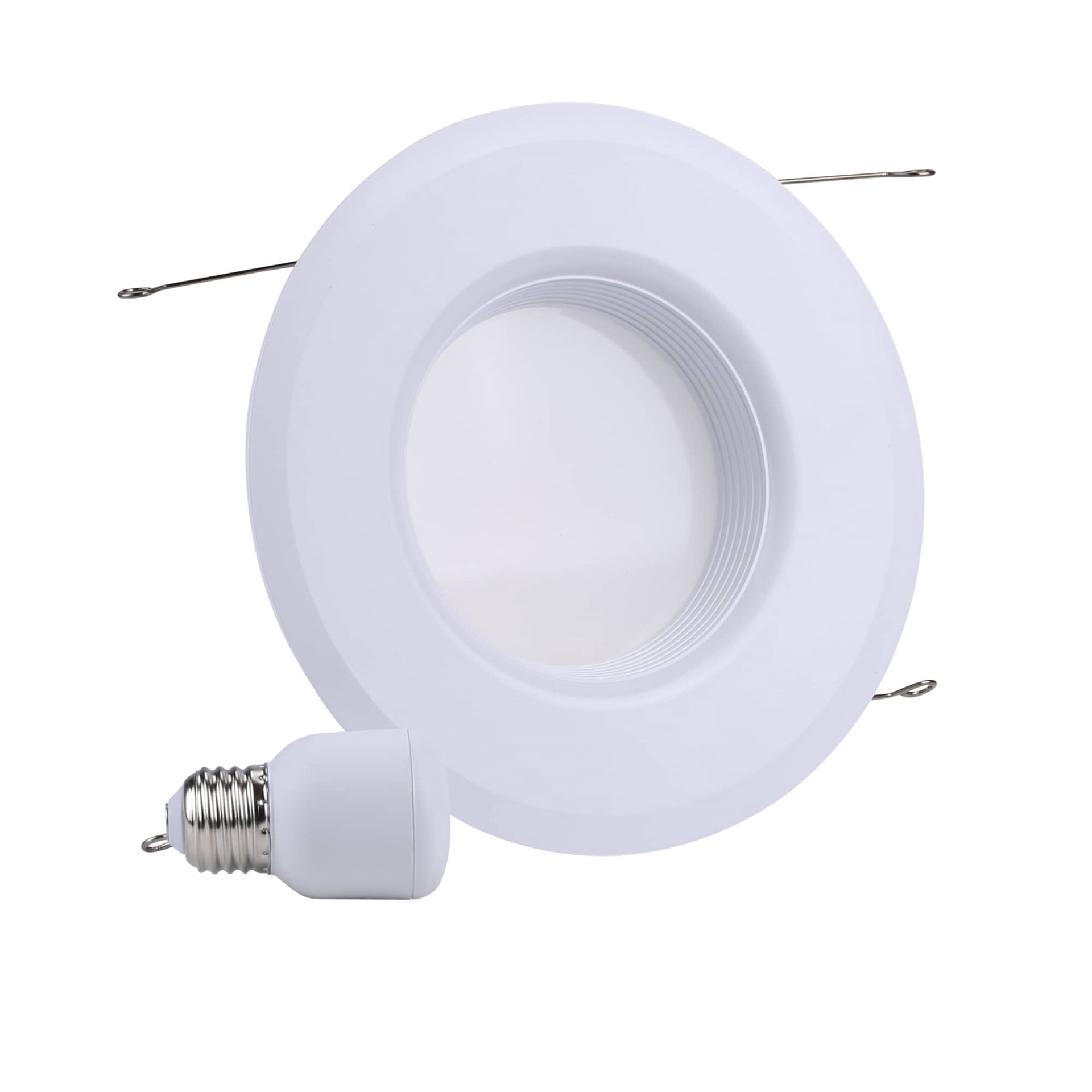 slide 2 of 6, GE Classic White 5-in or 6-in 700 -Lumens Daylight Round Dimmable LED Damp rated Recessed Downlight, 1 ct