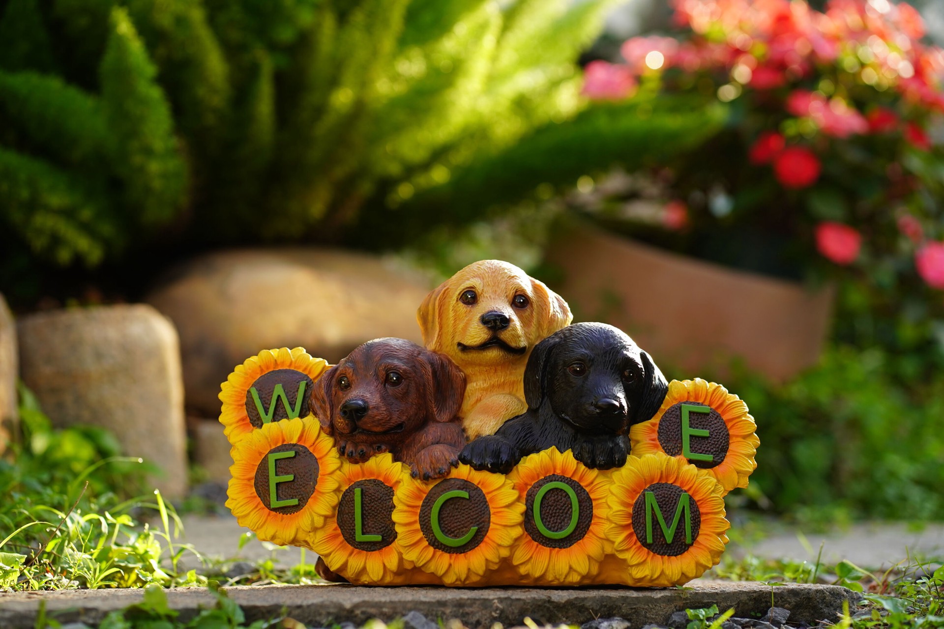 slide 2 of 6, Style Selections 9-in H x 15-in W Multiple colors/finishes Dog Garden Statue, 1 ct