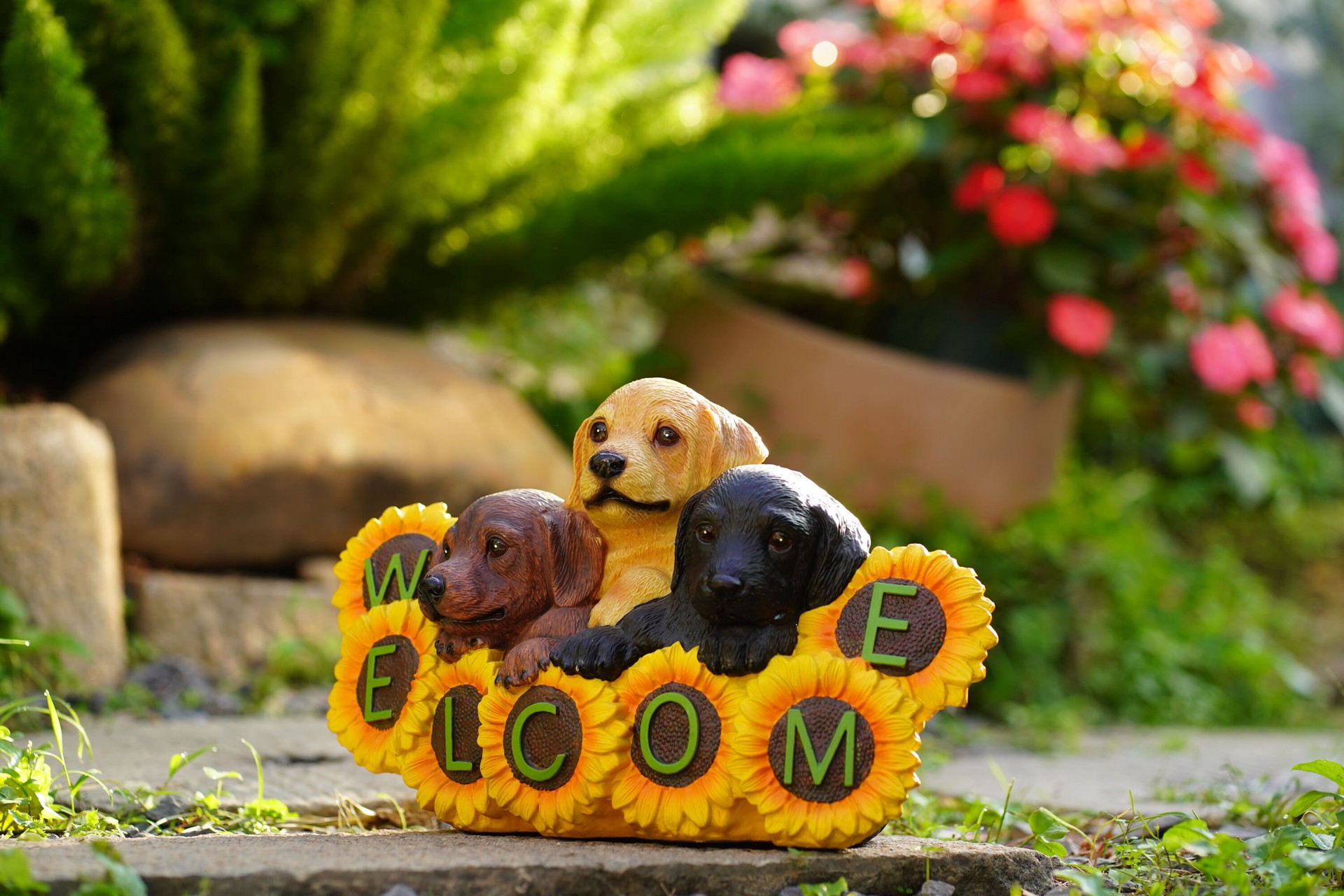 slide 3 of 6, Style Selections 9-in H x 15-in W Multiple colors/finishes Dog Garden Statue, 1 ct