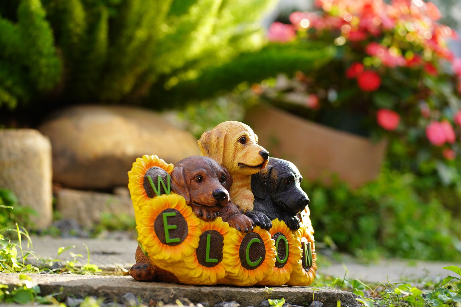 slide 4 of 6, Style Selections 9-in H x 15-in W Multiple colors/finishes Dog Garden Statue, 1 ct