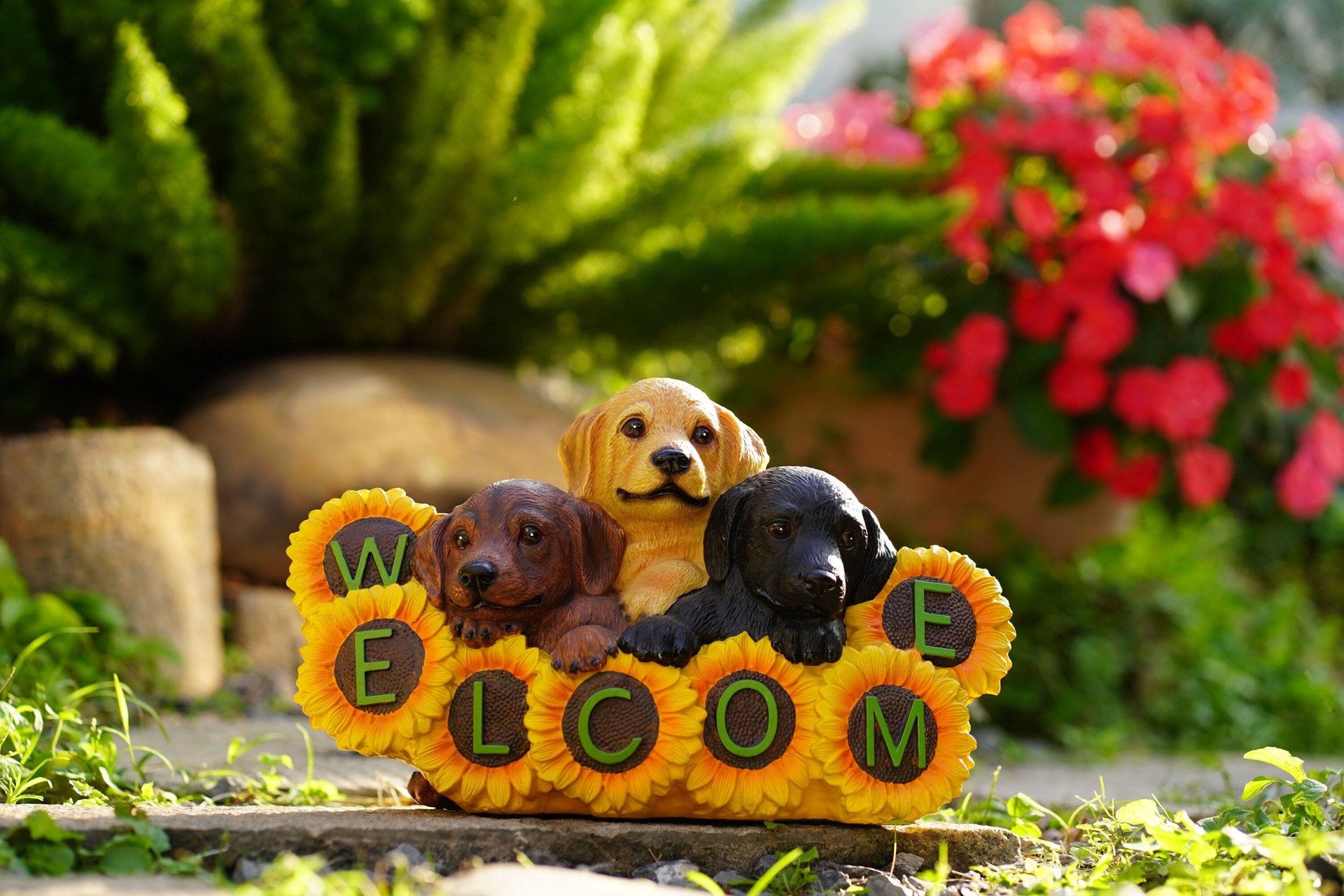 slide 6 of 6, Style Selections 9-in H x 15-in W Multiple colors/finishes Dog Garden Statue, 1 ct
