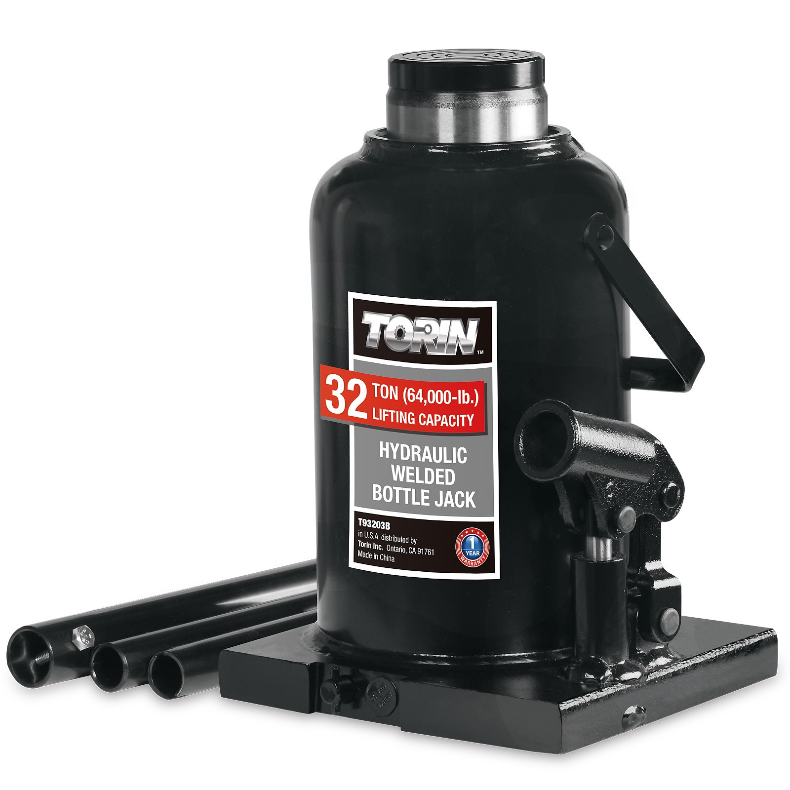 slide 2 of 6, Torin Black 32-Ton Steel Manual hydraulic Bottle jack, 1 ct