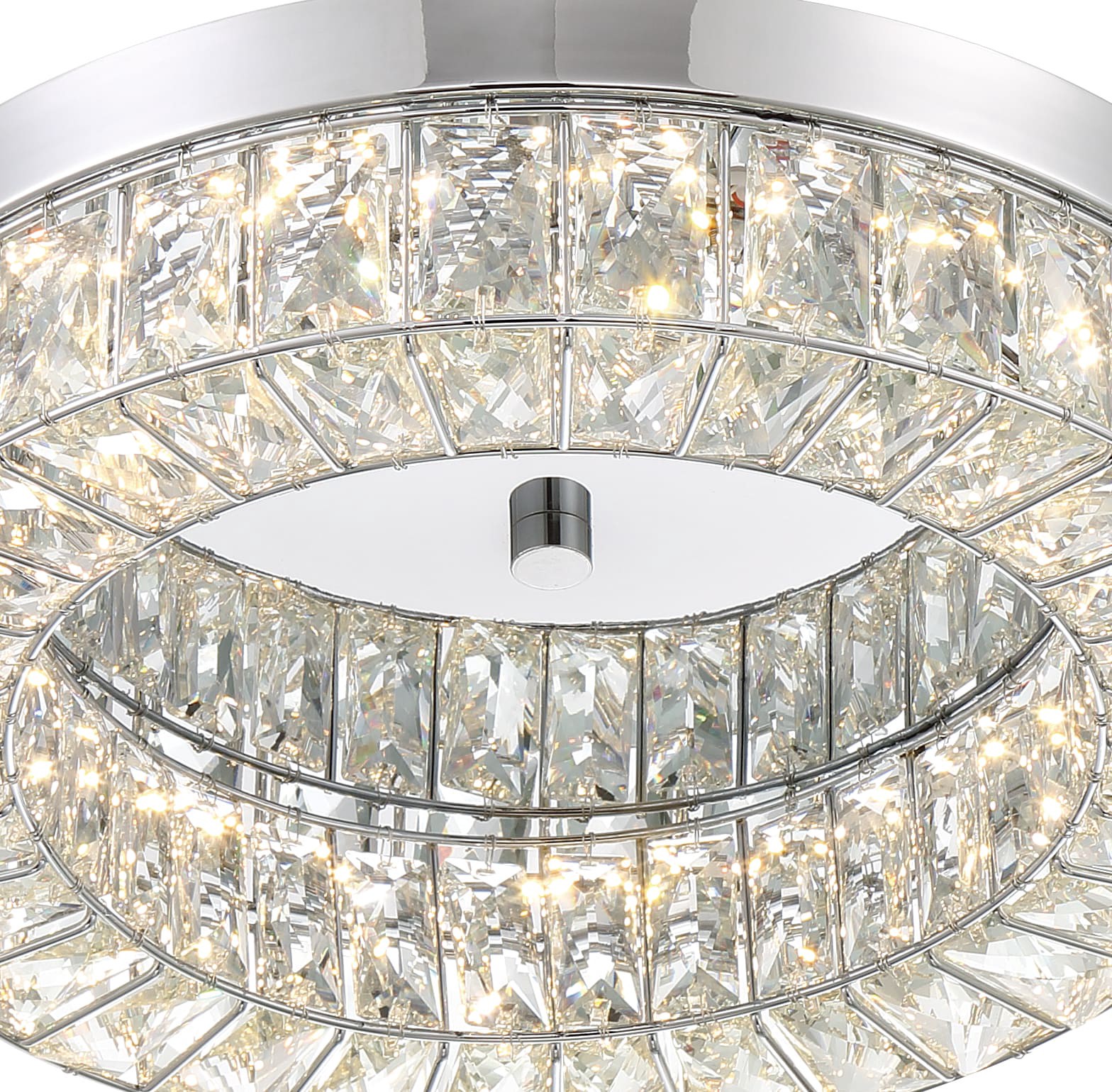 slide 2 of 6, allen + roth Aurelis 15-in Gloss Chrome Integrated LED Flush Mount Light, 1 ct