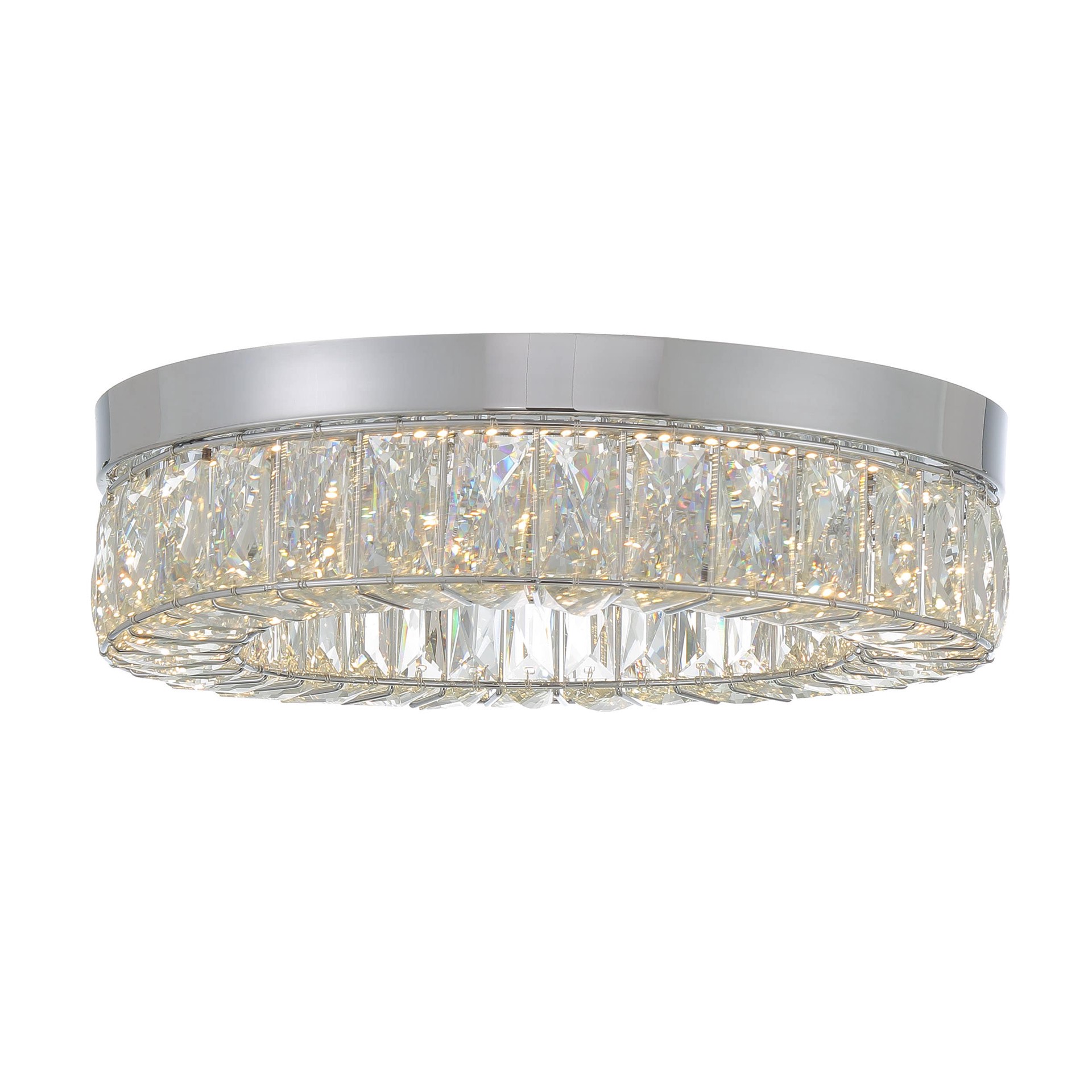 slide 4 of 6, allen + roth Aurelis 15-in Gloss Chrome Integrated LED Flush Mount Light, 1 ct