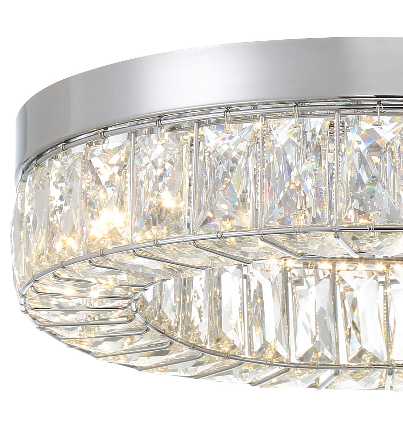 slide 5 of 6, allen + roth Aurelis 15-in Gloss Chrome Integrated LED Flush Mount Light, 1 ct