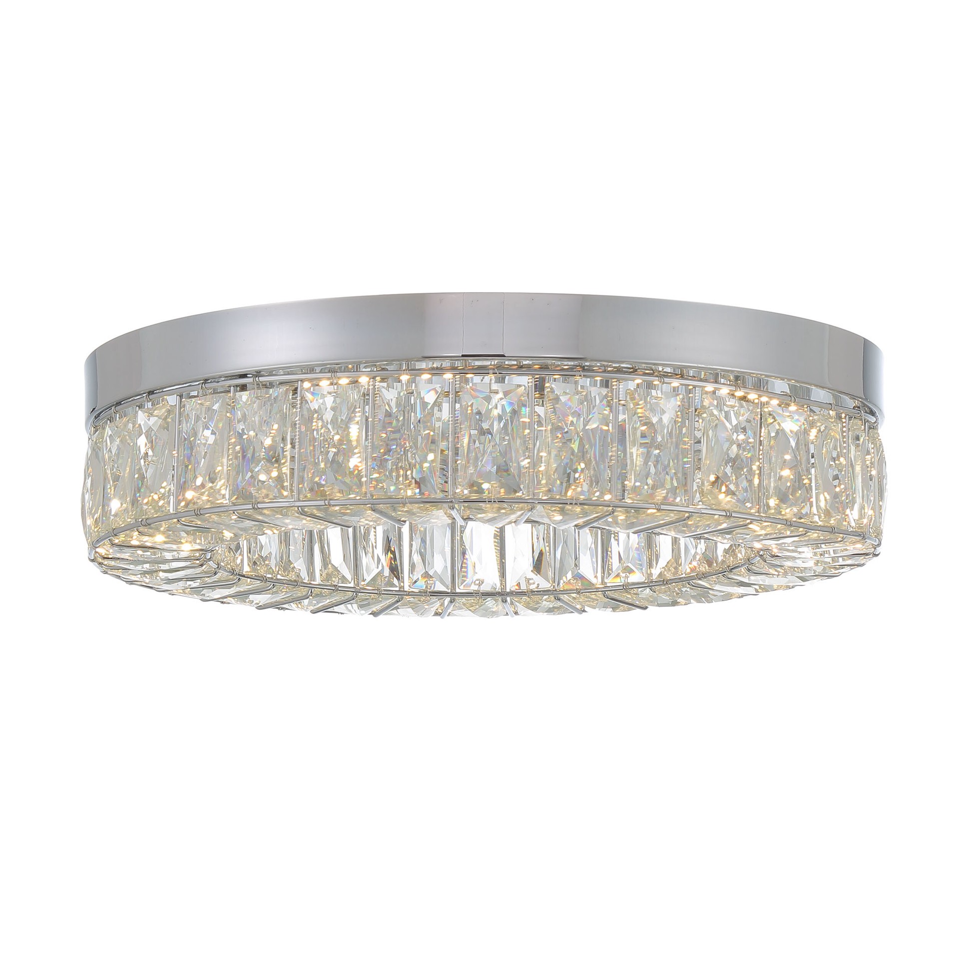 slide 6 of 6, allen + roth Aurelis 15-in Gloss Chrome Integrated LED Flush Mount Light, 1 ct