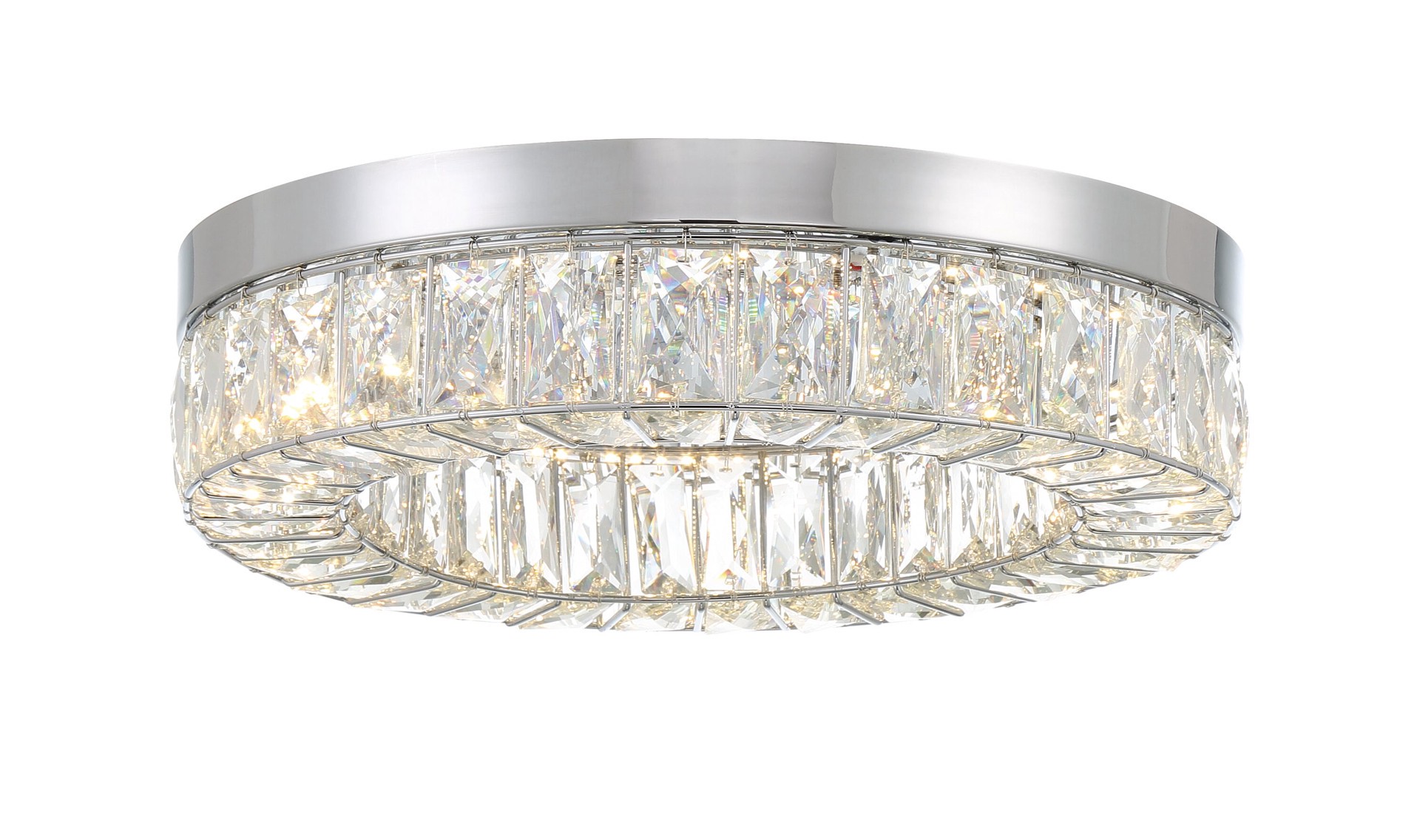 slide 1 of 6, allen + roth Aurelis 15-in Gloss Chrome Integrated LED Flush Mount Light, 1 ct