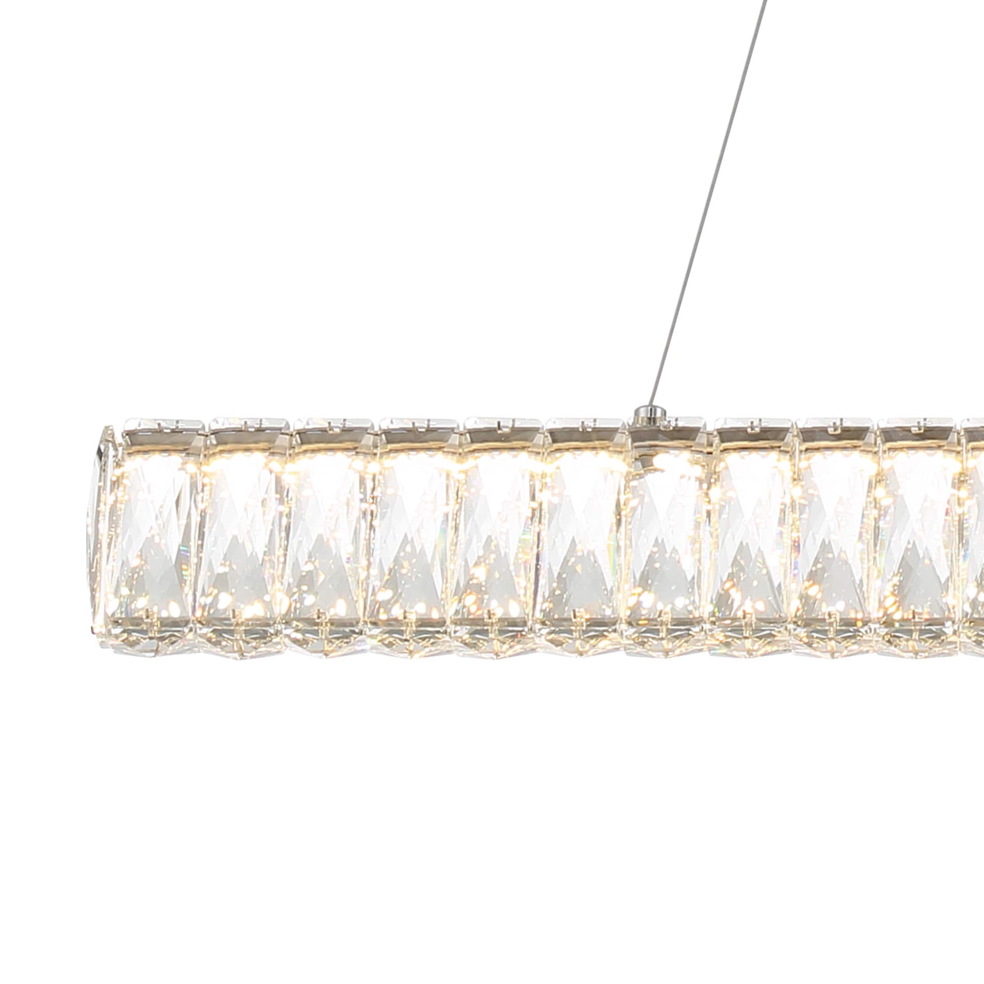 slide 4 of 6, allen + roth Aurelis 1 -Light Chrome Glam Clear glass Linear Integrated LED Large Hanging Pendant light, 1 ct
