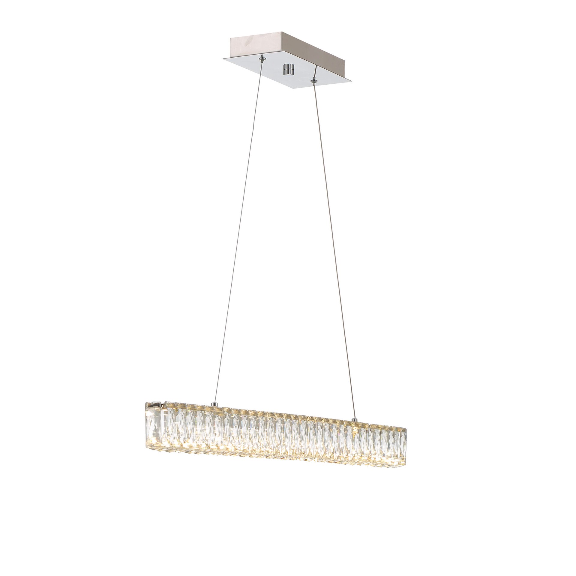 slide 6 of 6, allen + roth Aurelis 1 -Light Chrome Glam Clear glass Linear Integrated LED Large Hanging Pendant light, 1 ct
