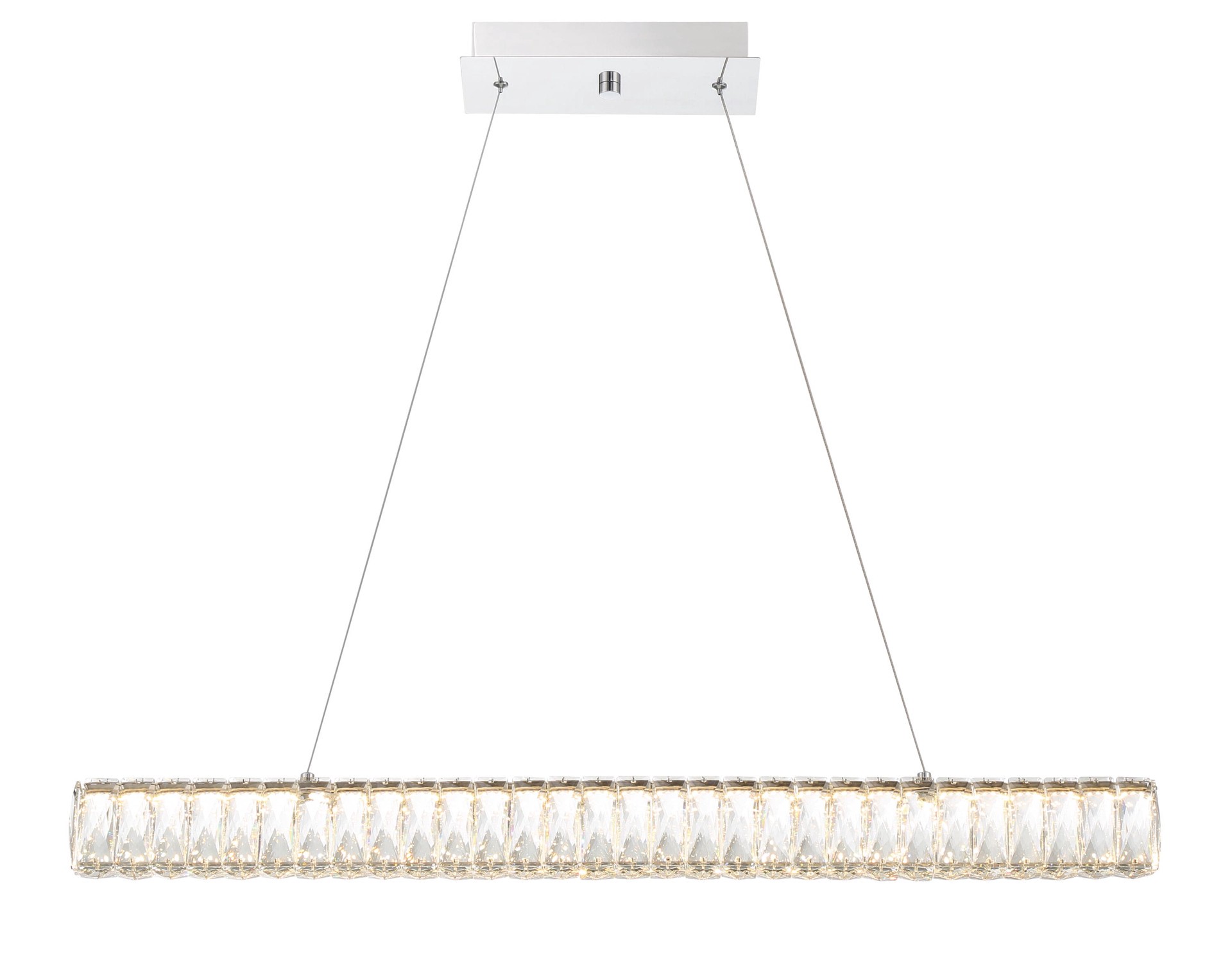 slide 1 of 6, allen + roth Aurelis 1 -Light Chrome Glam Clear glass Linear Integrated LED Large Hanging Pendant light, 1 ct