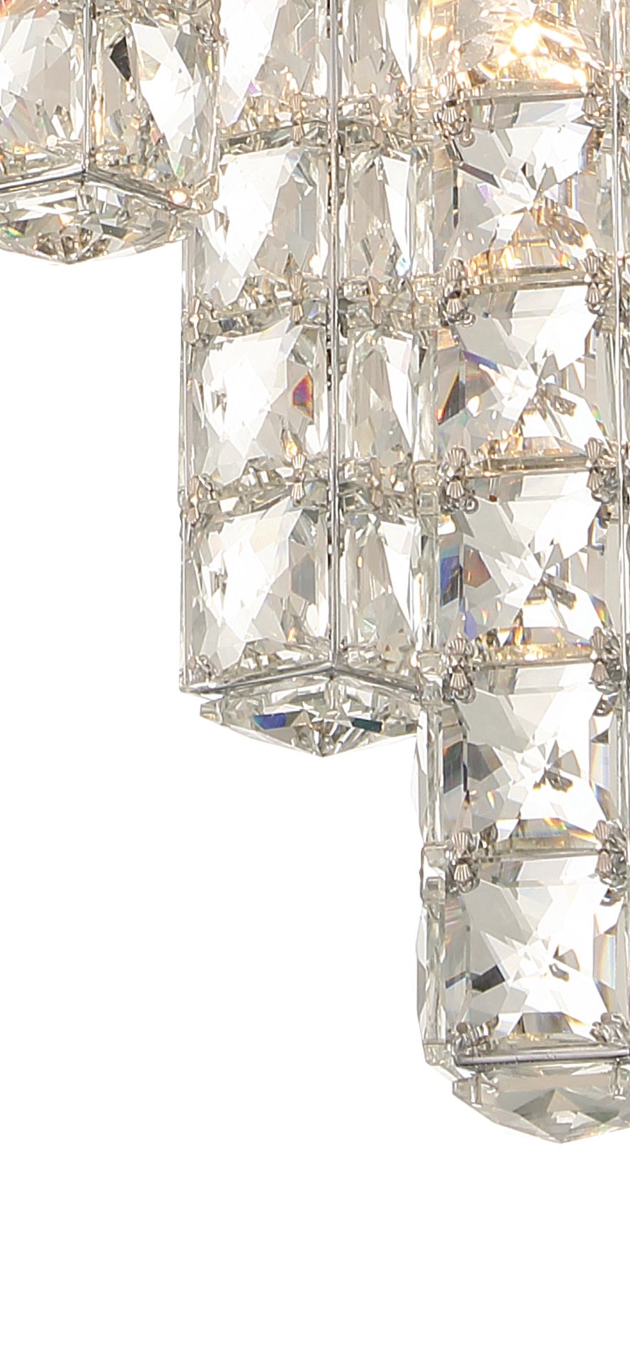 slide 4 of 6, allen + roth Aurelis 3 -Light Chrome Glam Clear glass Tiered Integrated LED Large Hanging Pendant light, 1 ct